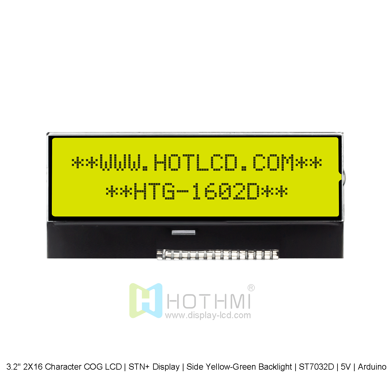 Character COG LCD 3.2" 2X16 | STN+ Display | Side Yellow-Green Backlight | ST7032D | 5V | Arduino