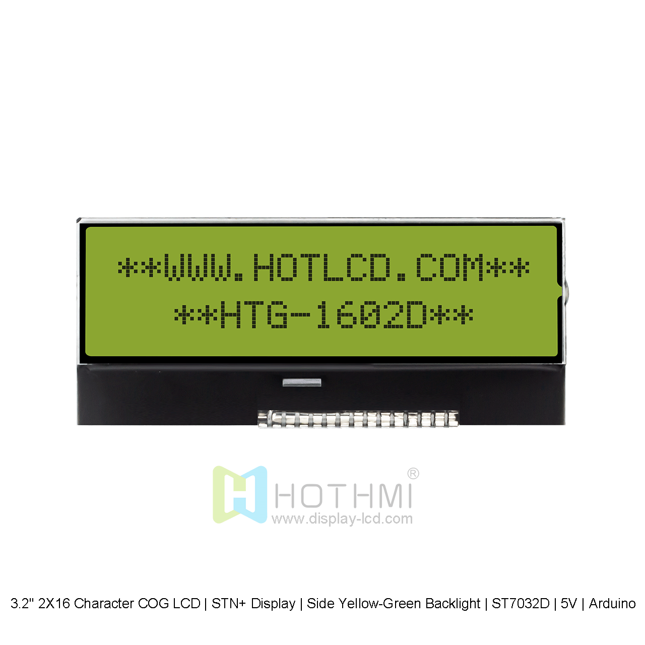 Character COG LCD 3.2" 2X16 | STN+ Display | Side Yellow-Green Backlight | ST7032D | 5V | Arduino