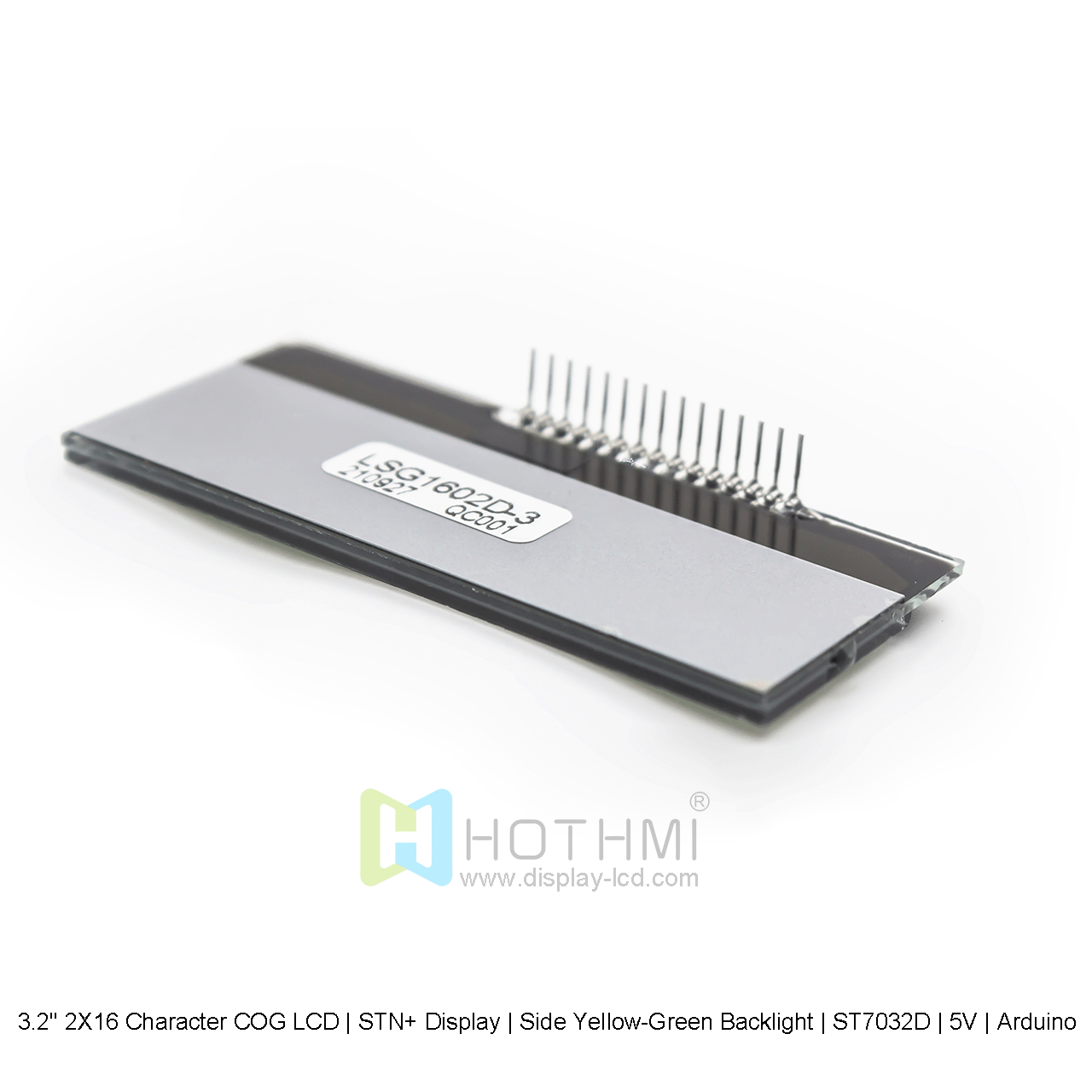 Character COG LCD 3.2" 2X16 | STN+ Display | Side Yellow-Green Backlight | ST7032D | 5V | Arduino
