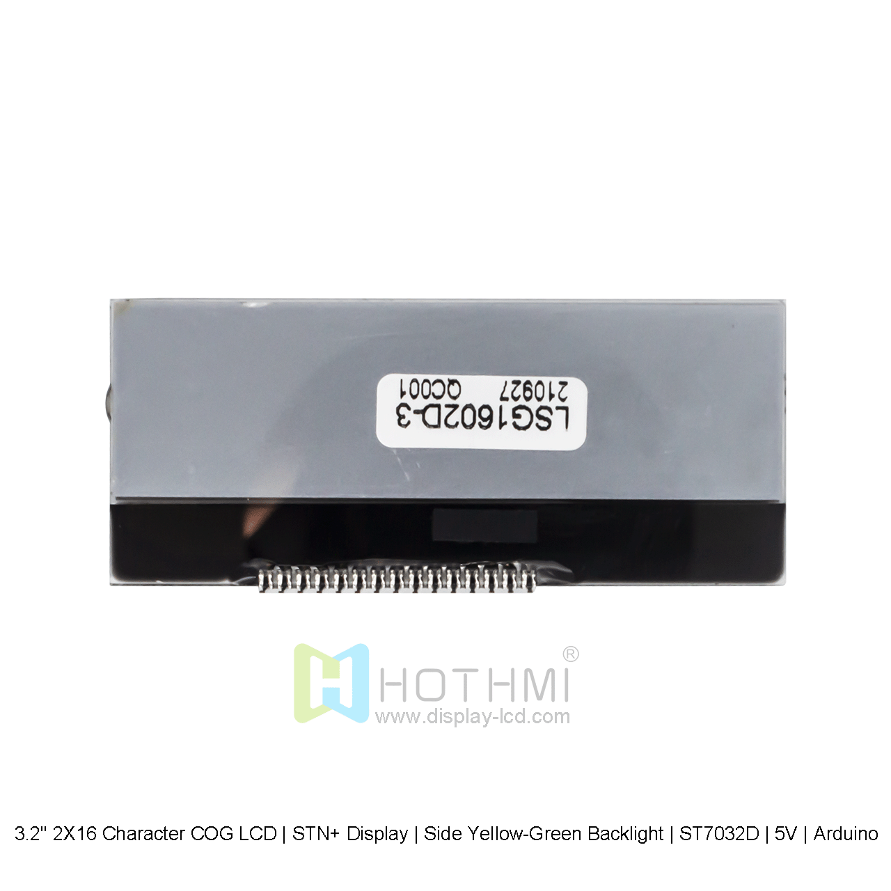 Character COG LCD 3.2" 2X16 | STN+ Display | Side Yellow-Green Backlight | ST7032D | 5V | Arduino