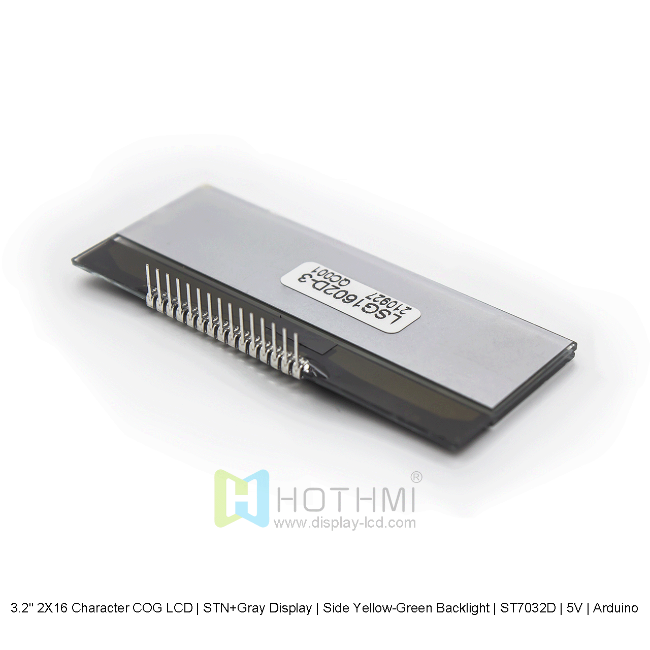 16×2 Character COG LCD | STN+Grey Display with Side yellow-green Backlight 5V