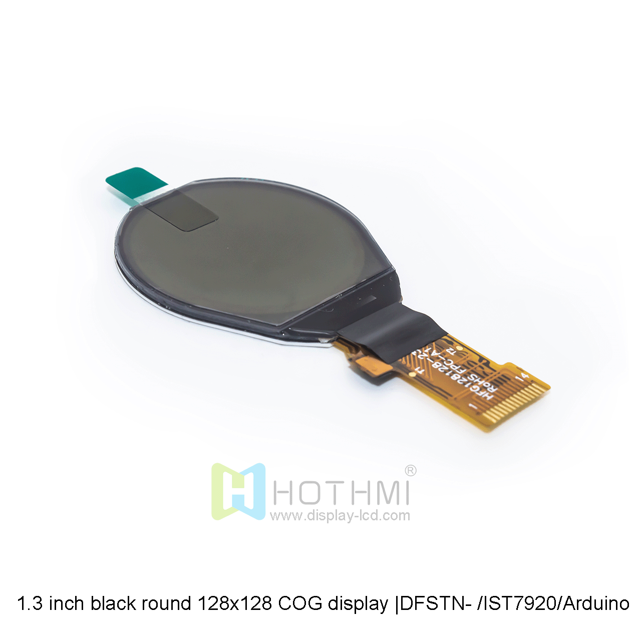 1.3-inch round COG |128x128 dot matrix graphic COG LCD | 1.3-inch round LCD display | DFSTN- | black background with white characters | IST7920 | Arduino