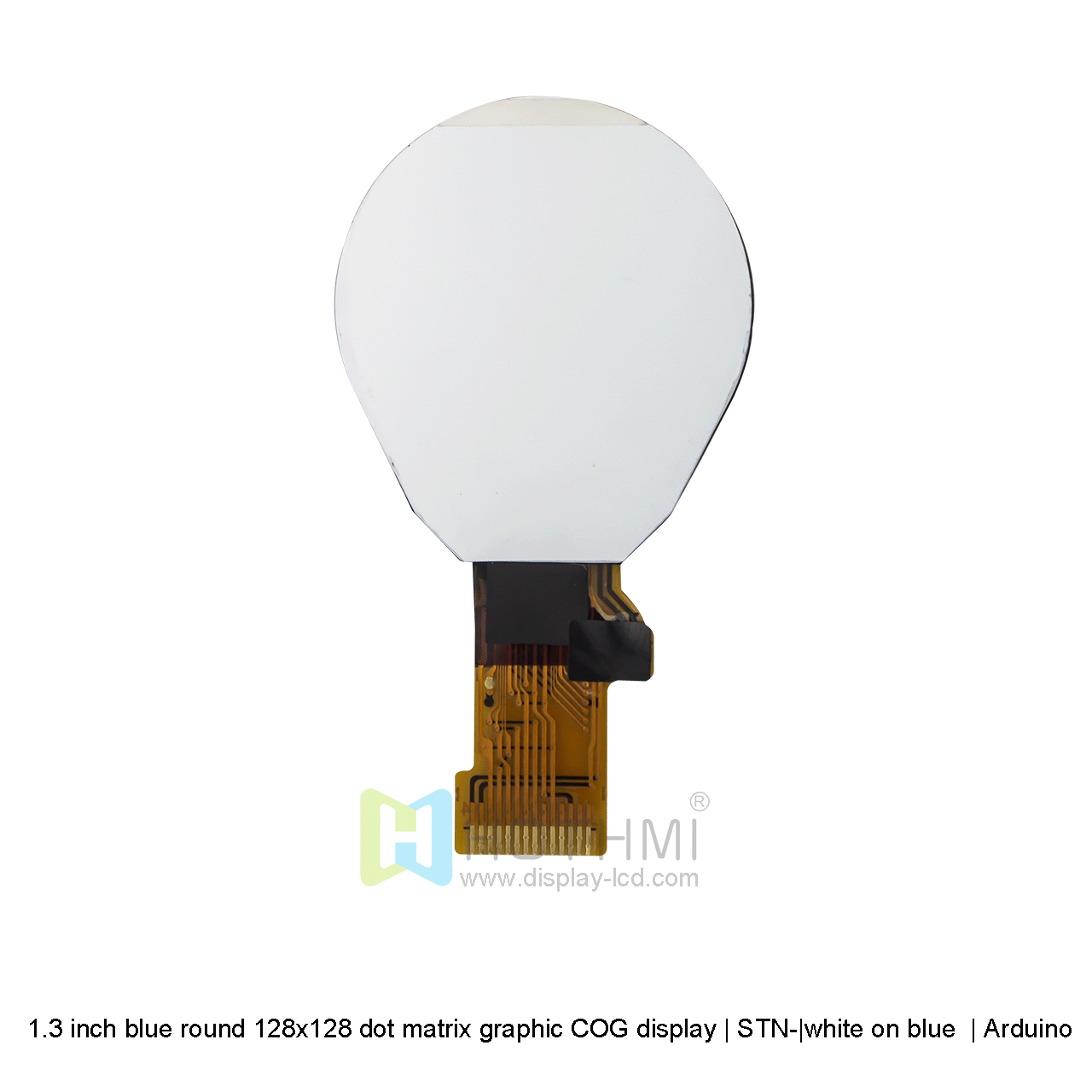 1.3-inch blue Round COG |128x128 dot matrix graphic COG LCD| 1.3-inch circular LCD display | STN- | blue background with white characters | IST7920 | Arduino