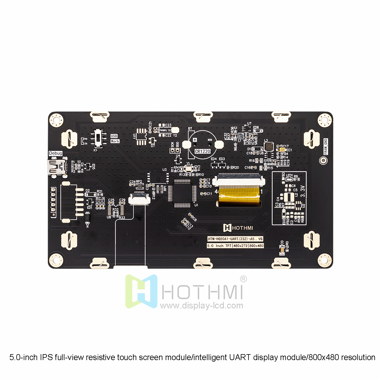 5 Inch Smart TFT LCD Module | UART Resistive Touch Screen