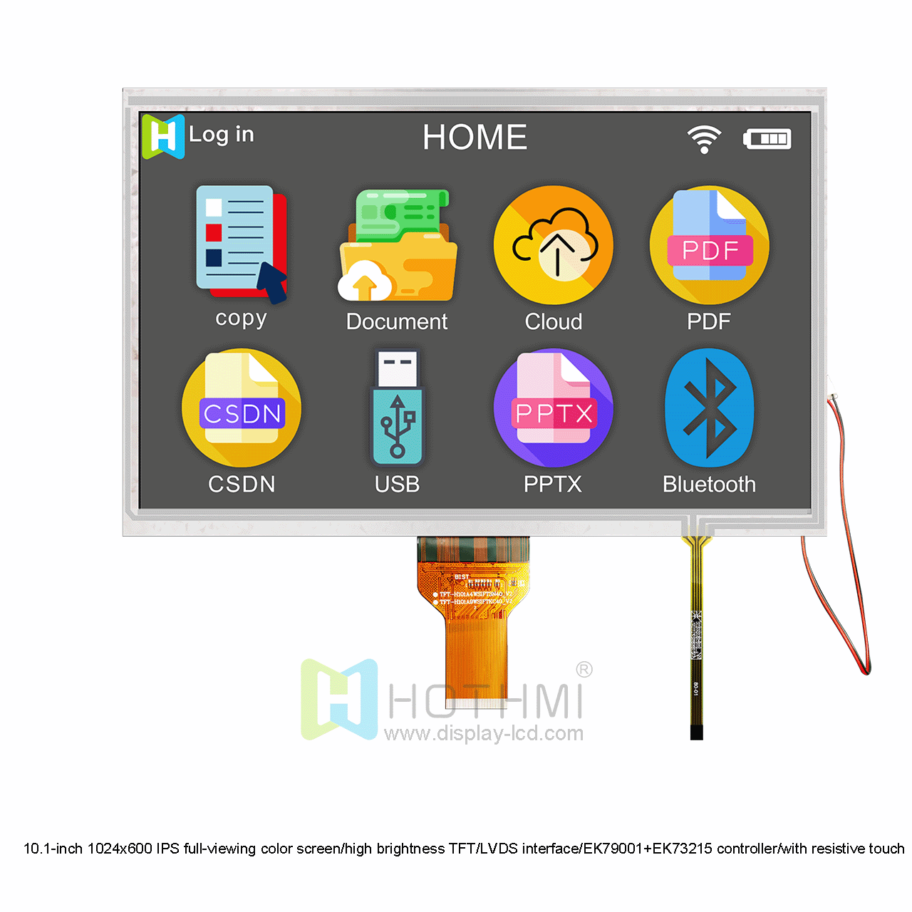 10.1 Inch Resistive TFT LCD Display With 1024x600 Resolution