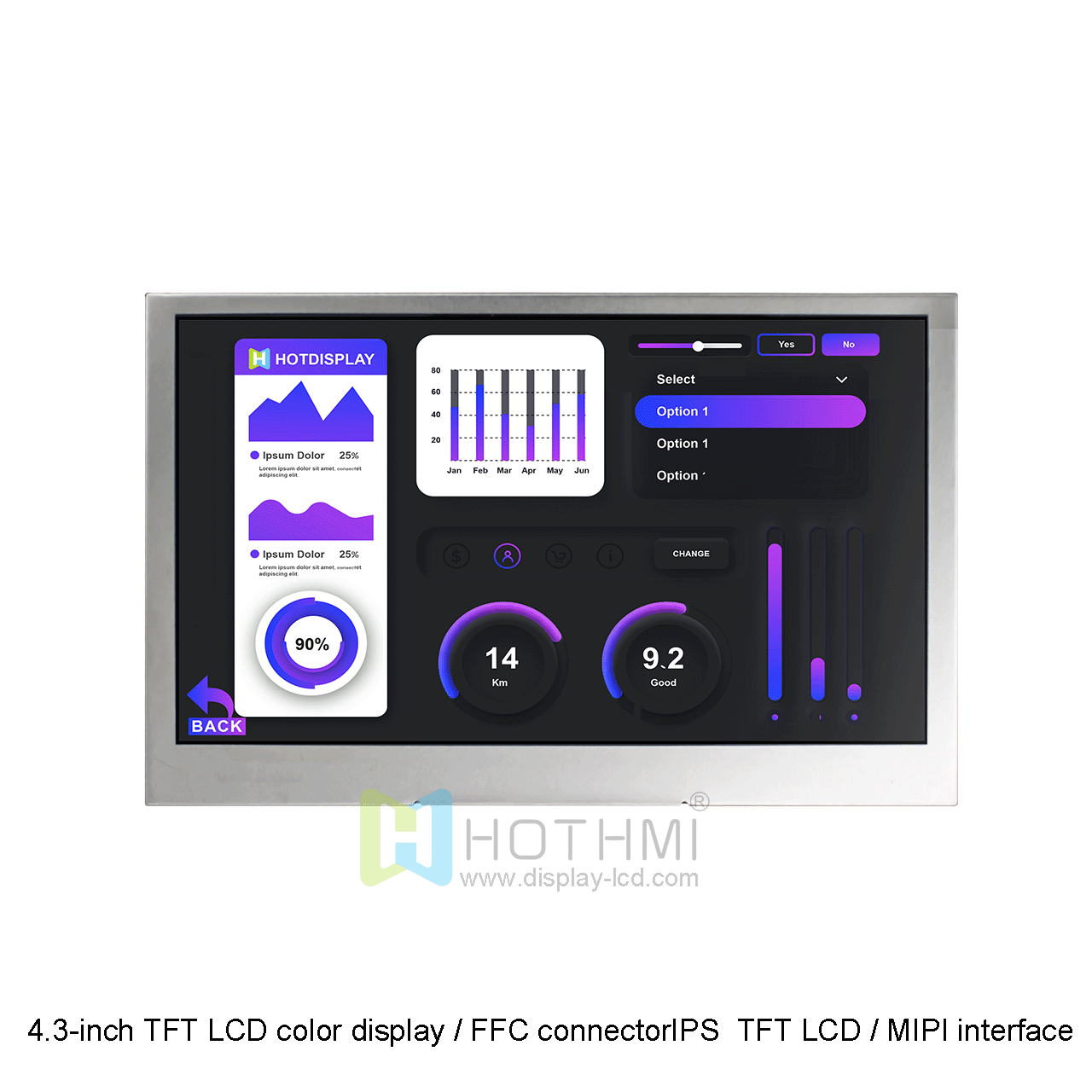 4.3 Inch TFT LCD Module | 800x480 Resolution MIPI Interface