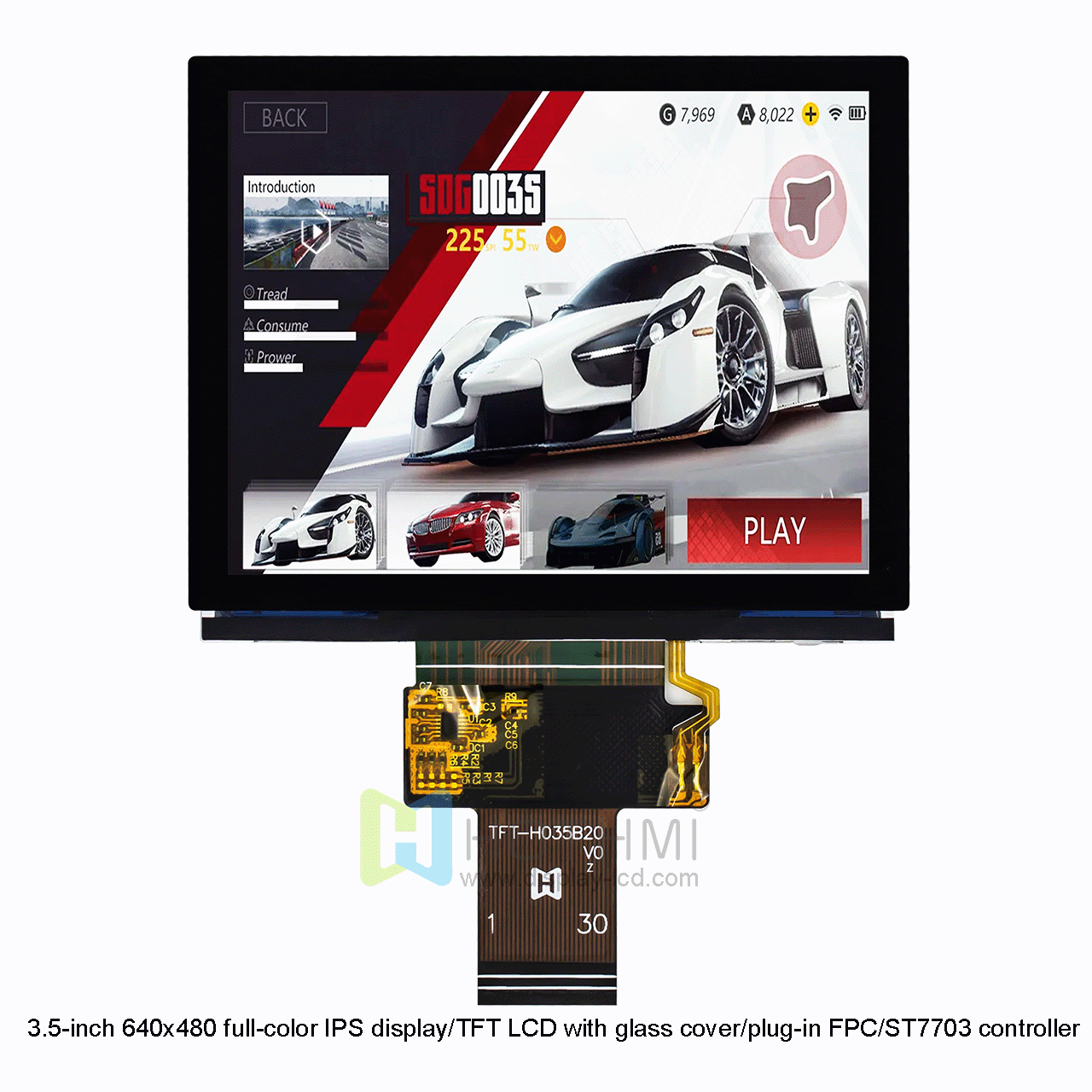 3.5" TFT LCD Display Module 640x480 MIPI DSI ST7703