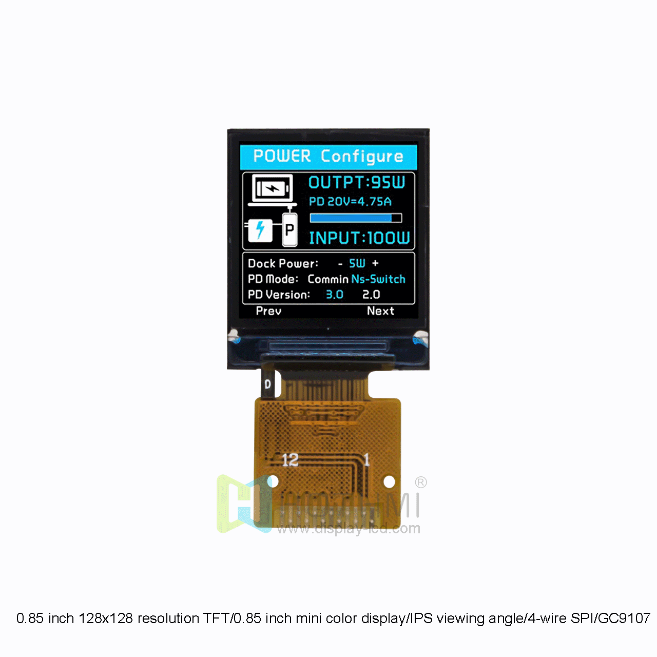 0.85 Inch TFT LCD Display | 128x128 SPI Interface With GC9107