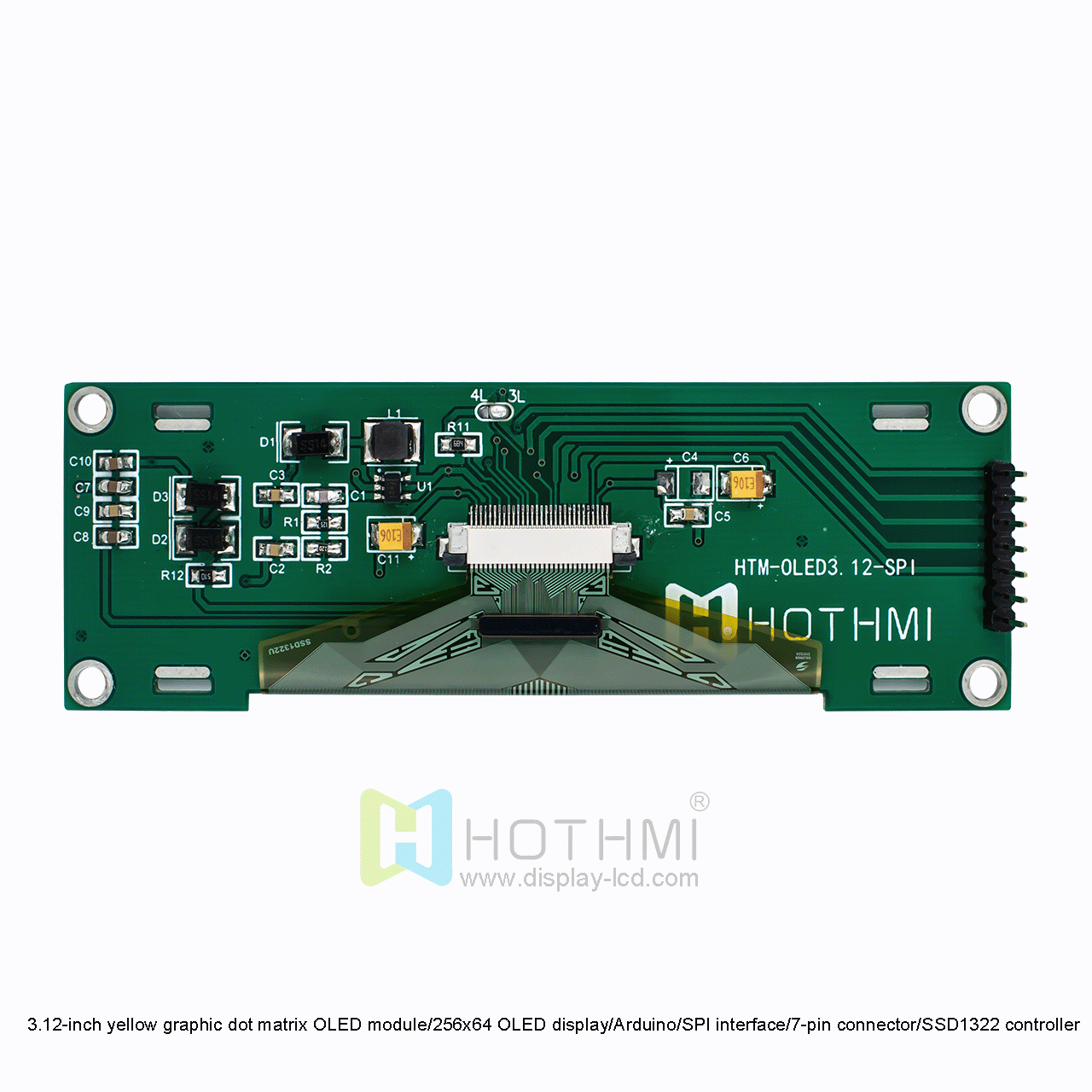 25664yellow graphic OLED module/Arduino/SPI interface/7-pin connector/SSD1322