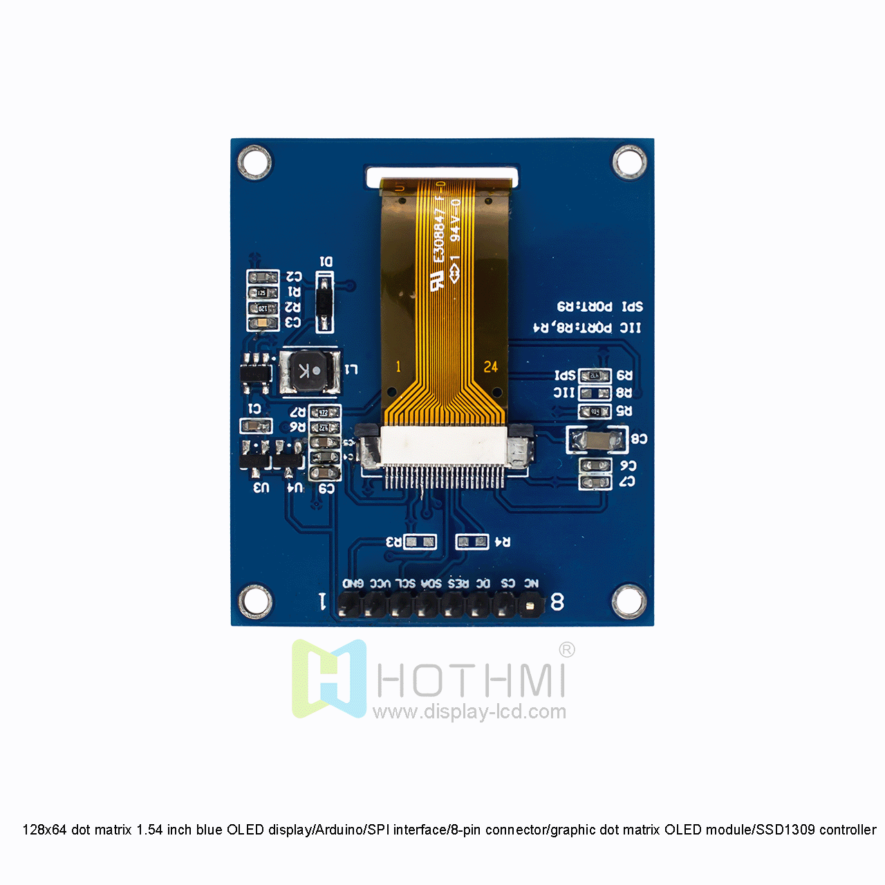 128x64 dot matrix 1.54 inch blue OLED display/Arduino/SPI interface/8-pin connector/graphic dot matrix OLED module/SSD1309 controller