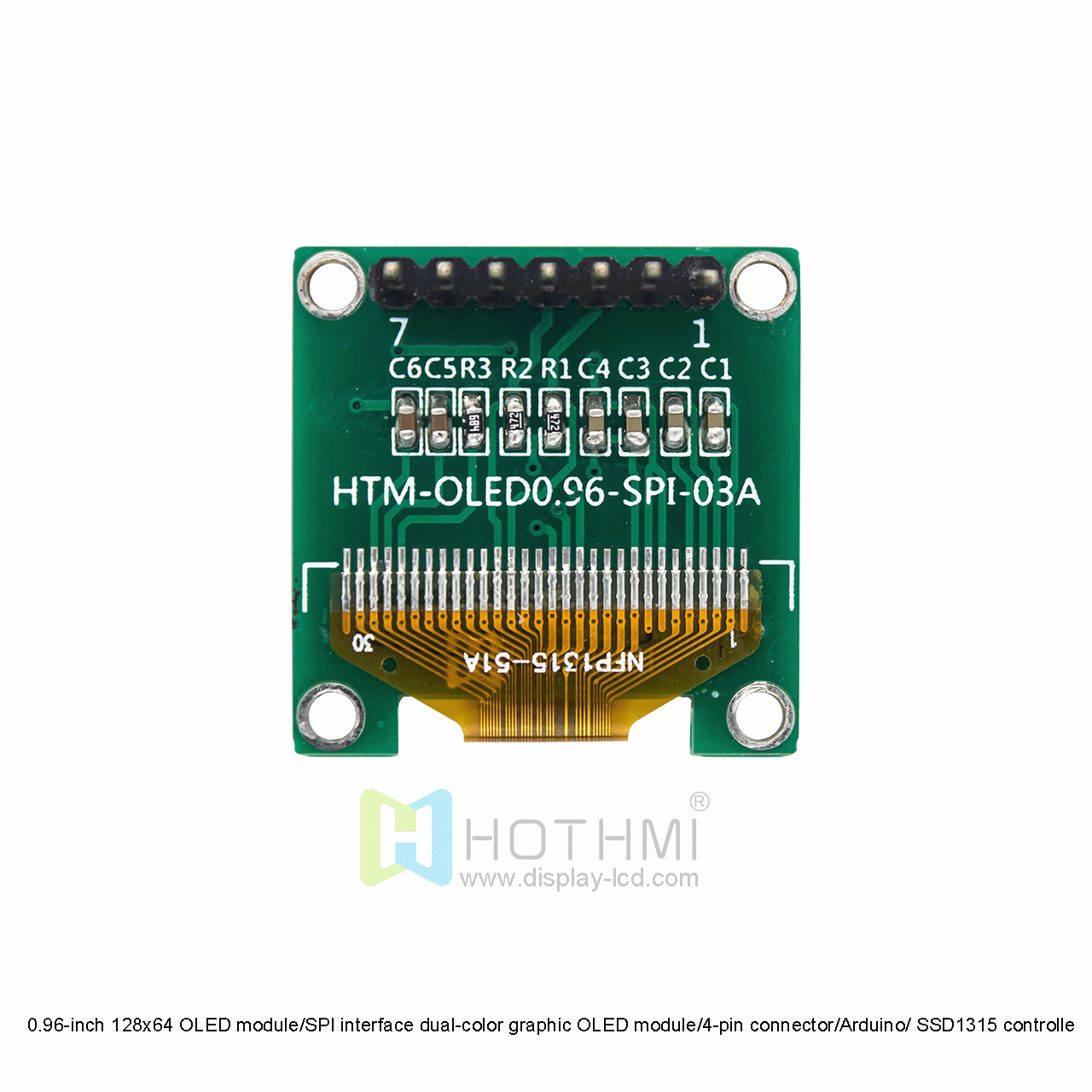 0.96-inch 128x64 OLED module/SPI interface dual-color graphic OLED module/4-pin connector/Arduino/ SSD1315 controlle