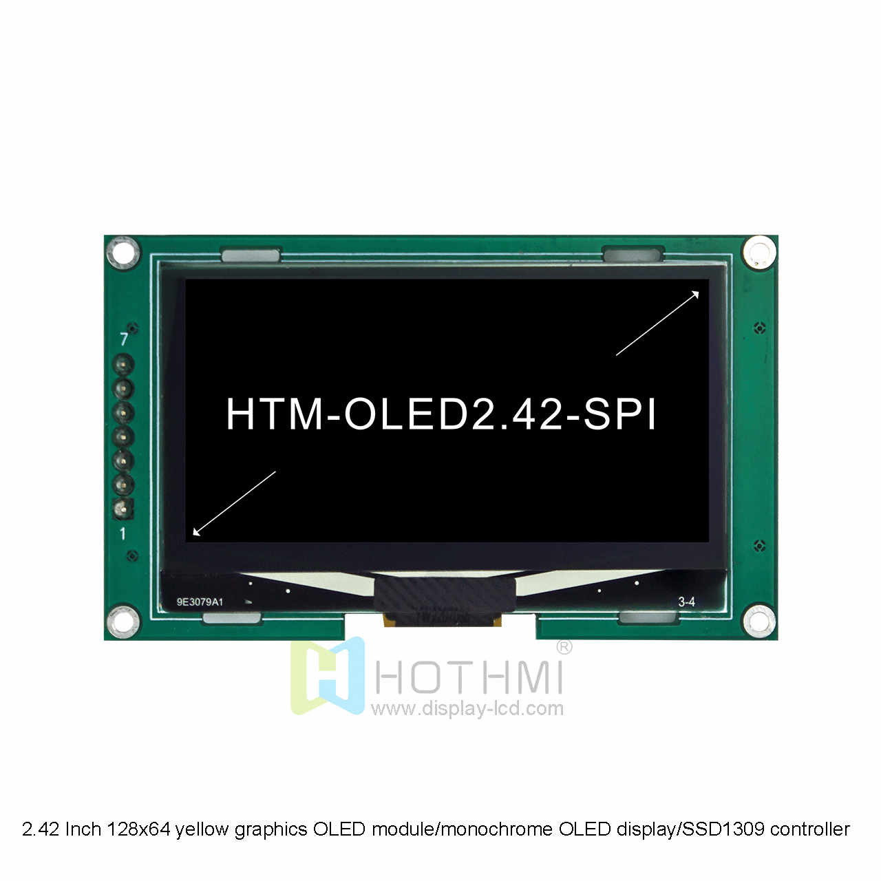 2.42 Inch yellow graphics OLED module/12864monochrome OLED display/SSD1309 controller