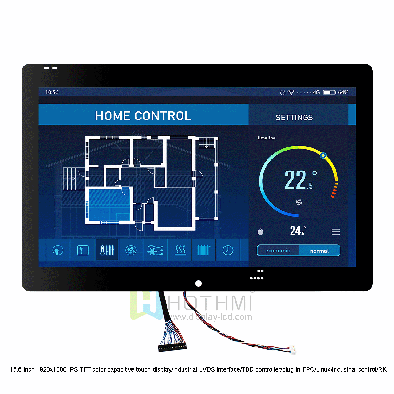 15.6 Inch Capacitive Touch TFT LCD Display With 1920x1080 Resolution