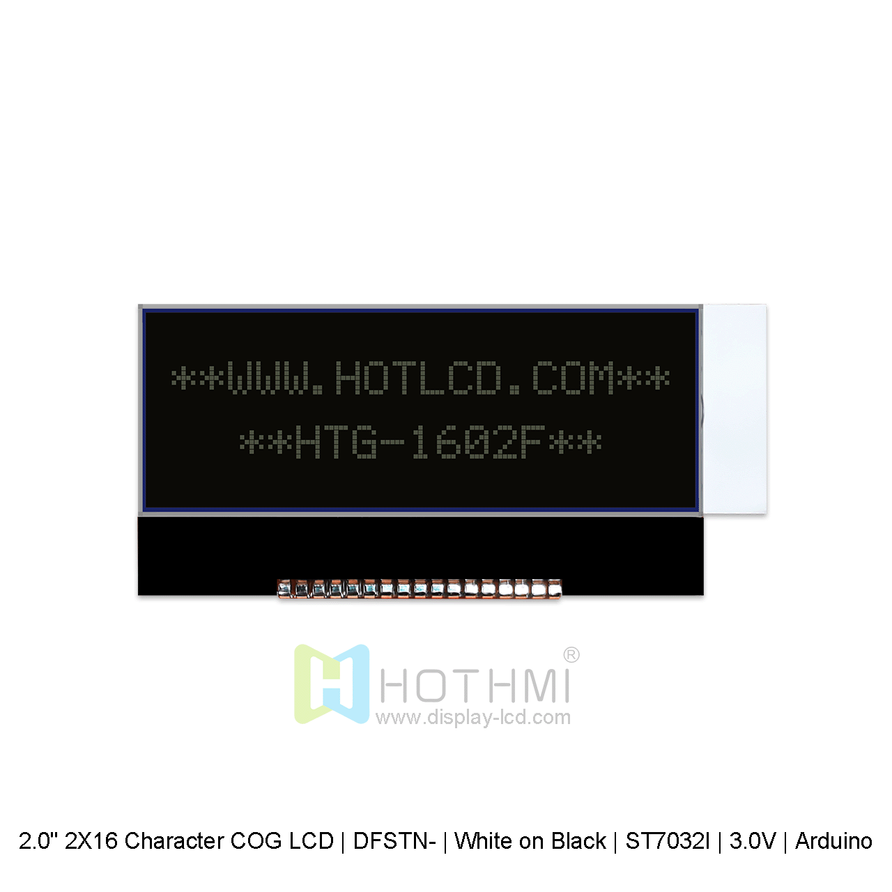 16×2 Character COG LCD | DFSTN- | White on Black | 3.0V | Arduino