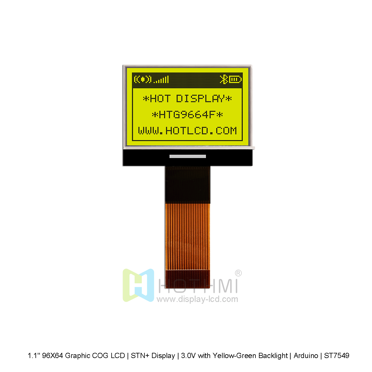 96X64 pixel Graphic COG LCD | STN+ Display | 3.0V with Yellow-Green Backlight | Arduino
