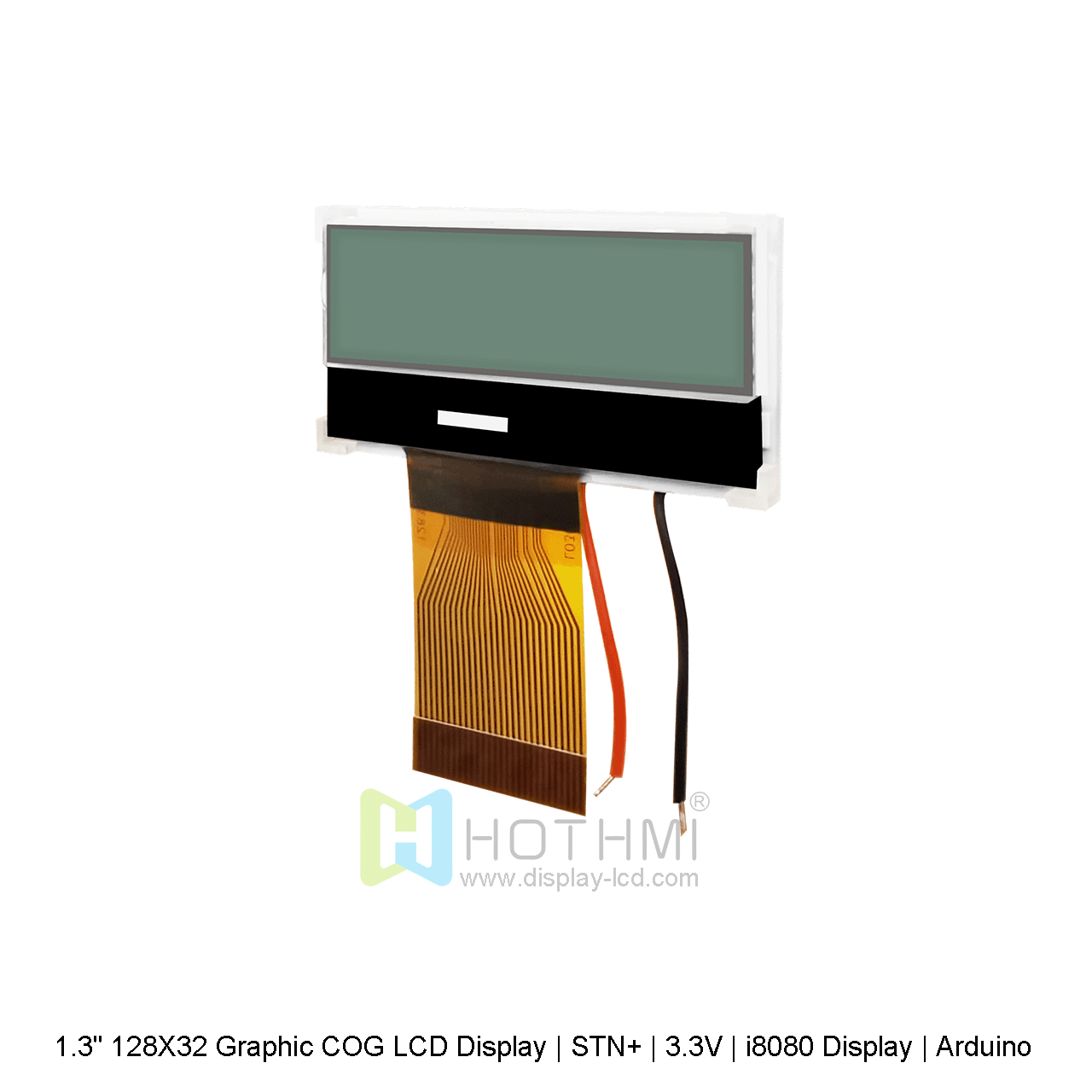 128x32 Graphic COG LCD Display With Yellow-Green Backlight