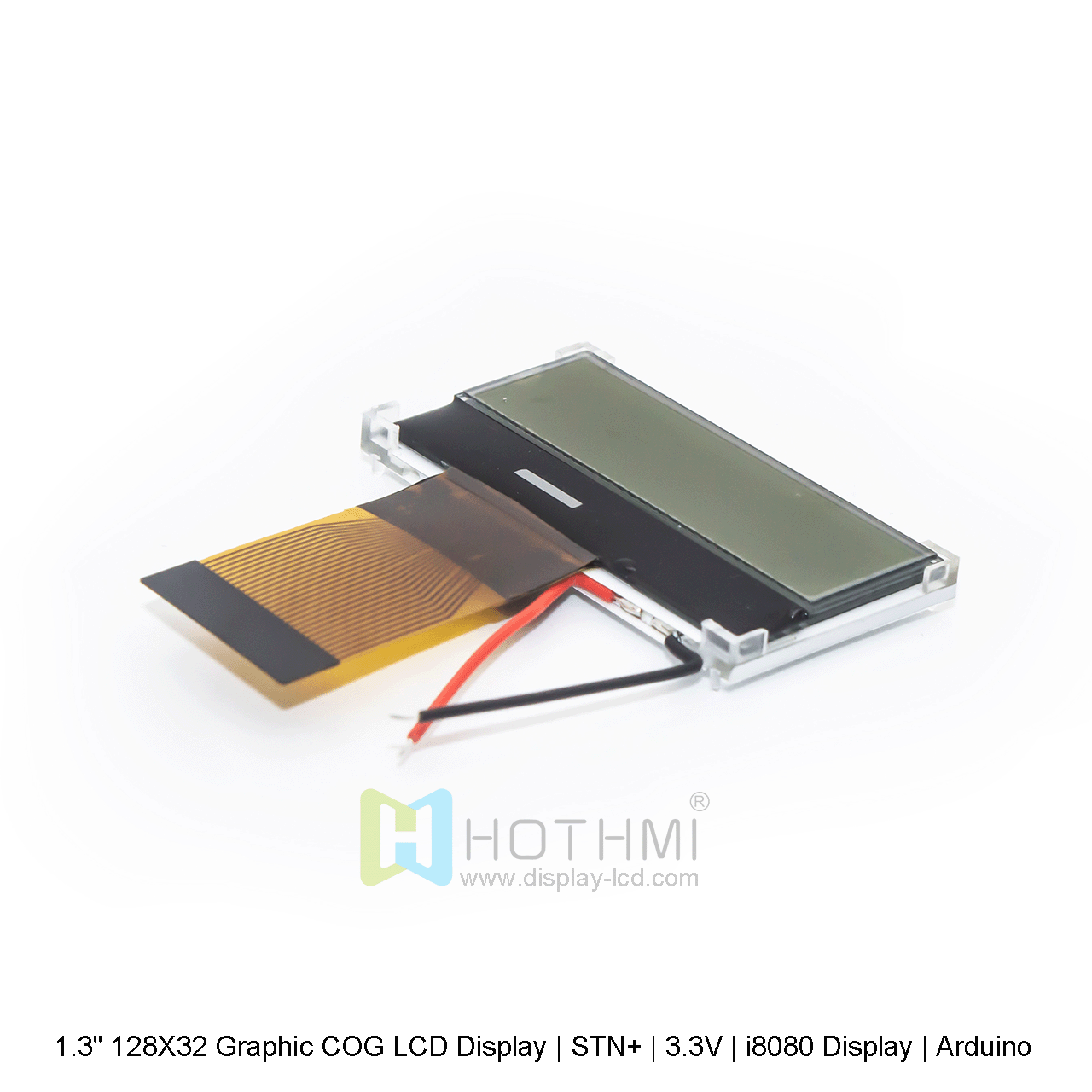 128x32 Graphic COG LCD Display With Yellow-Green Backlight