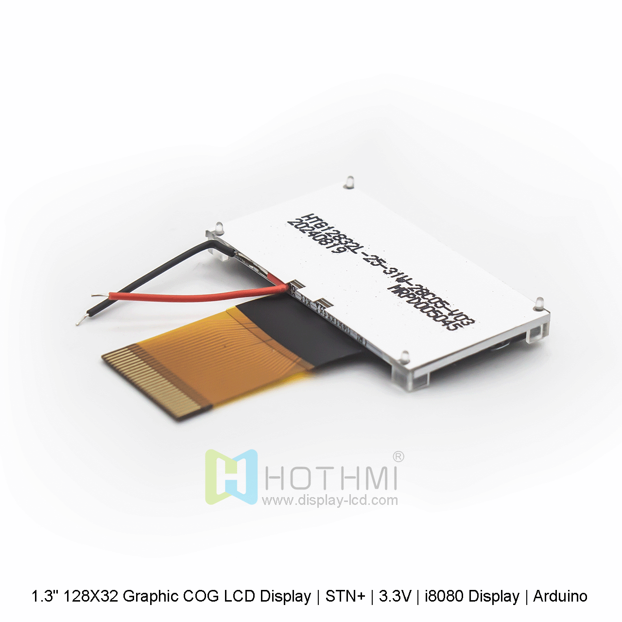 128x32 Graphic COG LCD Display With Yellow-Green Backlight