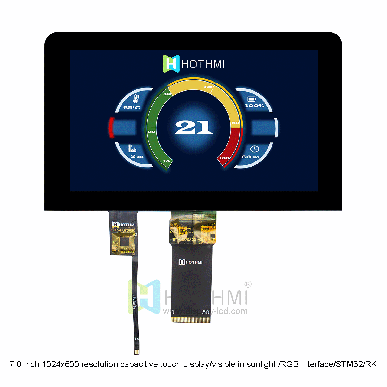 7 Inch 1024x600 Capacitive Touchscreen TFT LCD Display