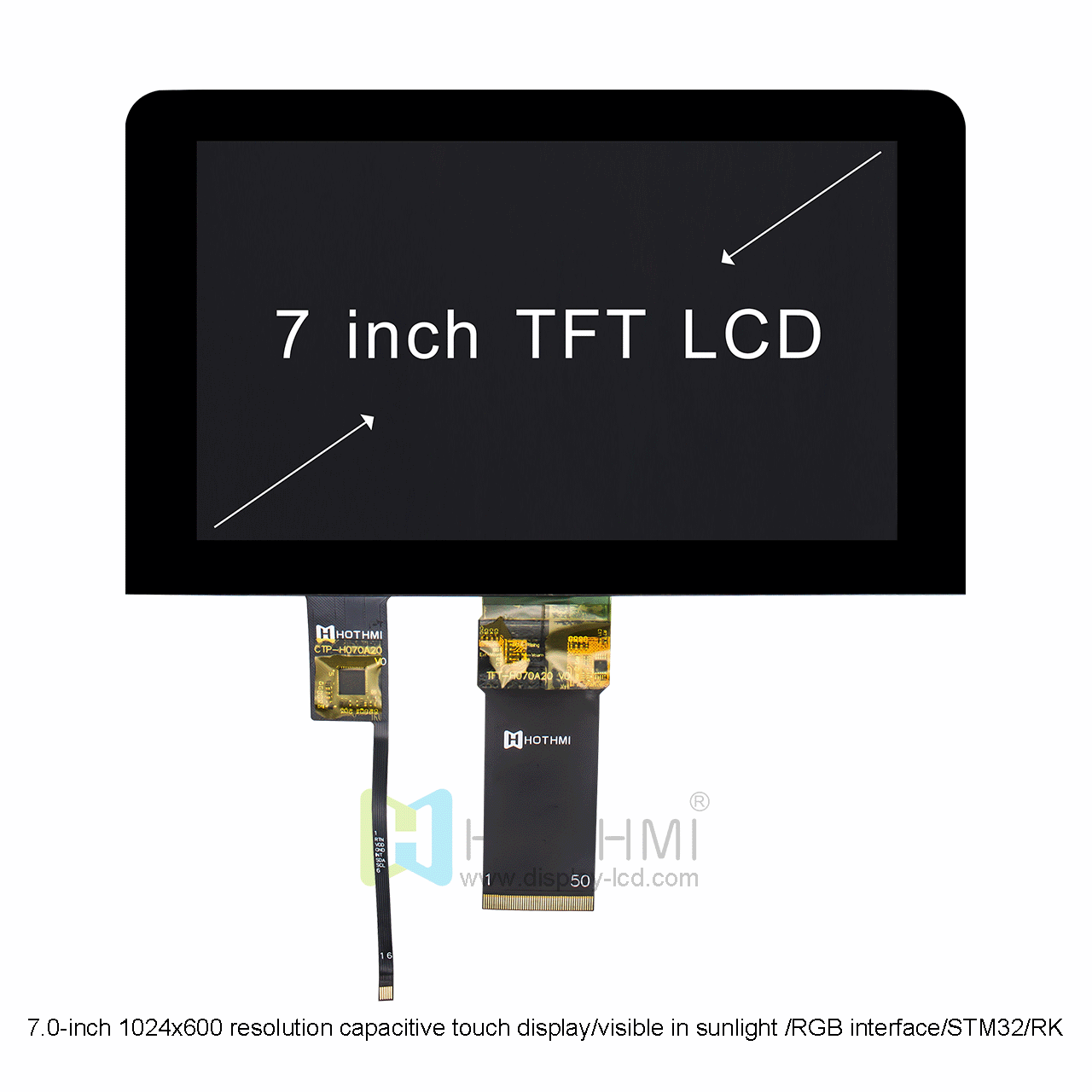 7 Inch 1024x600 Capacitive Touchscreen TFT LCD Display