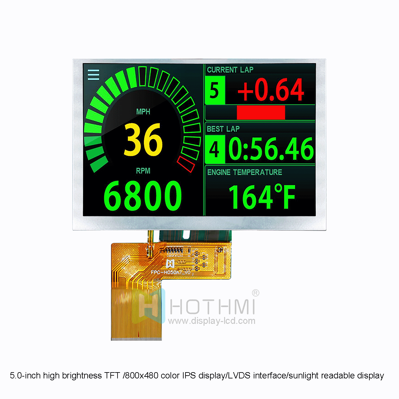 5 Inch High-Brightness TFT LCD | 800x480 IPS Display with ST7262 