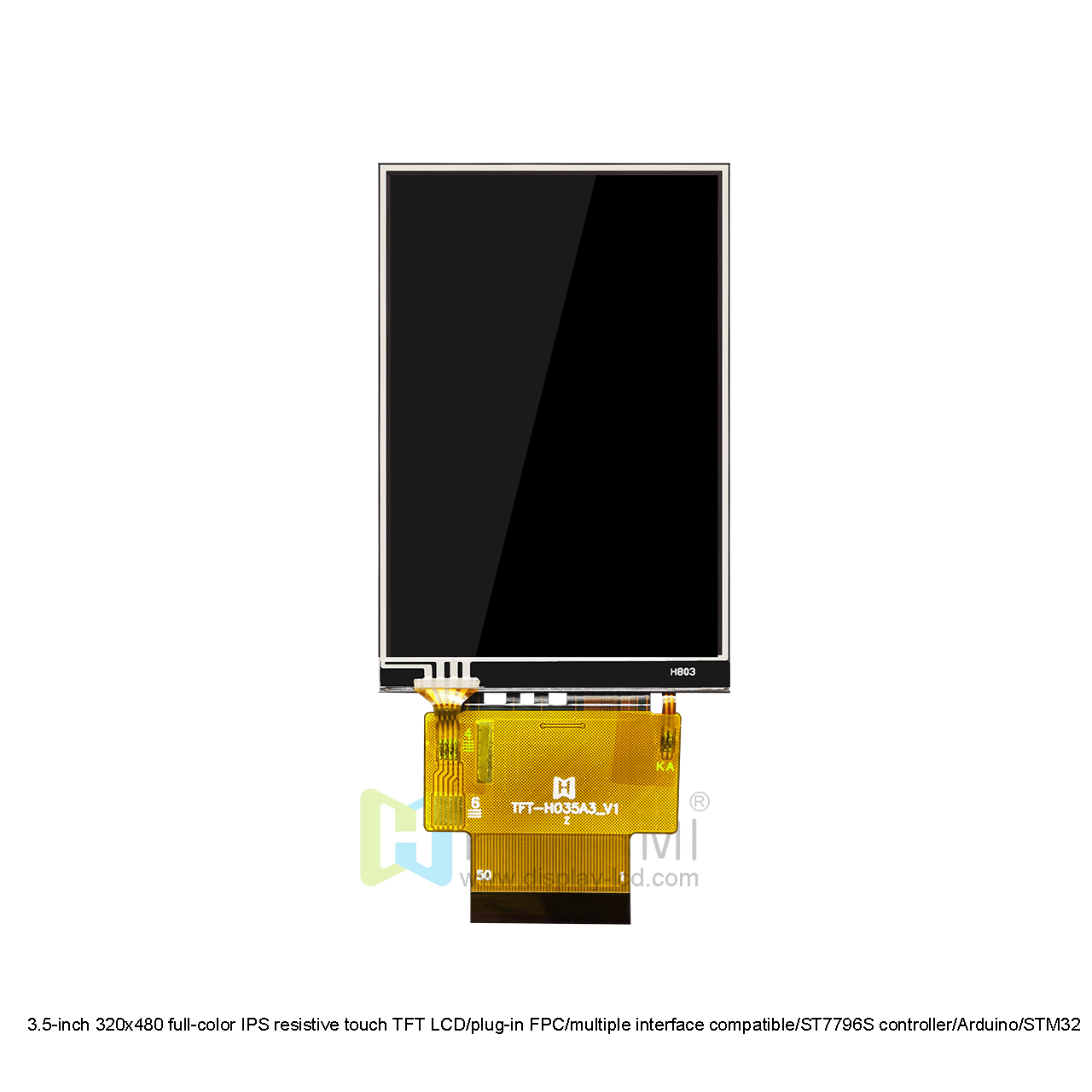 3.5" IPS TFT LCD With Resistive Touch Panel ST7796S Driver IC