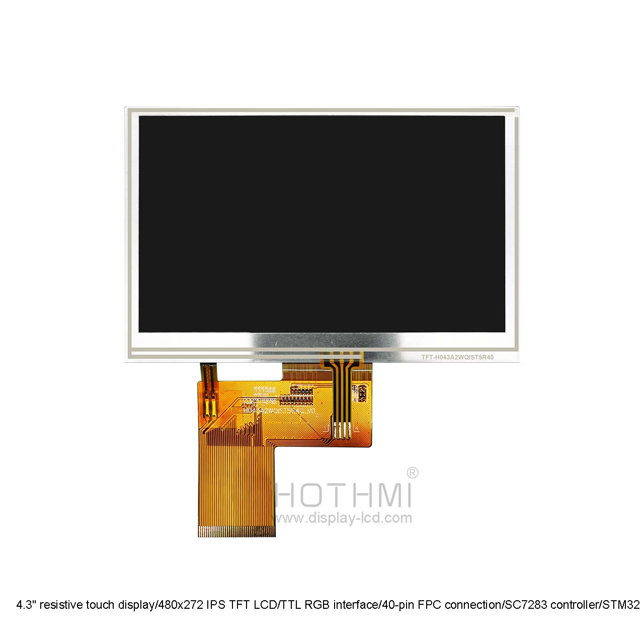 4.3 Inch 480x272 RGB TFT LCD Display with Resistive Touch Screen