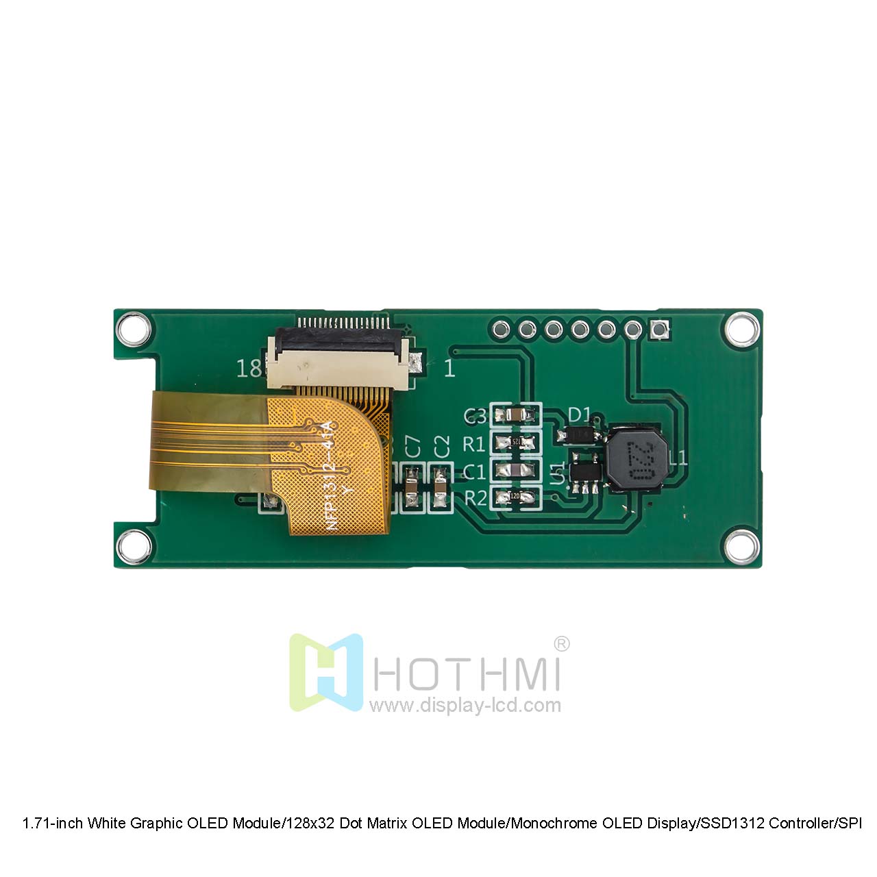 1.71 inch White Graphic OLED Module/128x32 /Monochrome OLED Display/SSD1312 Controller/SPI Interface/Arduino