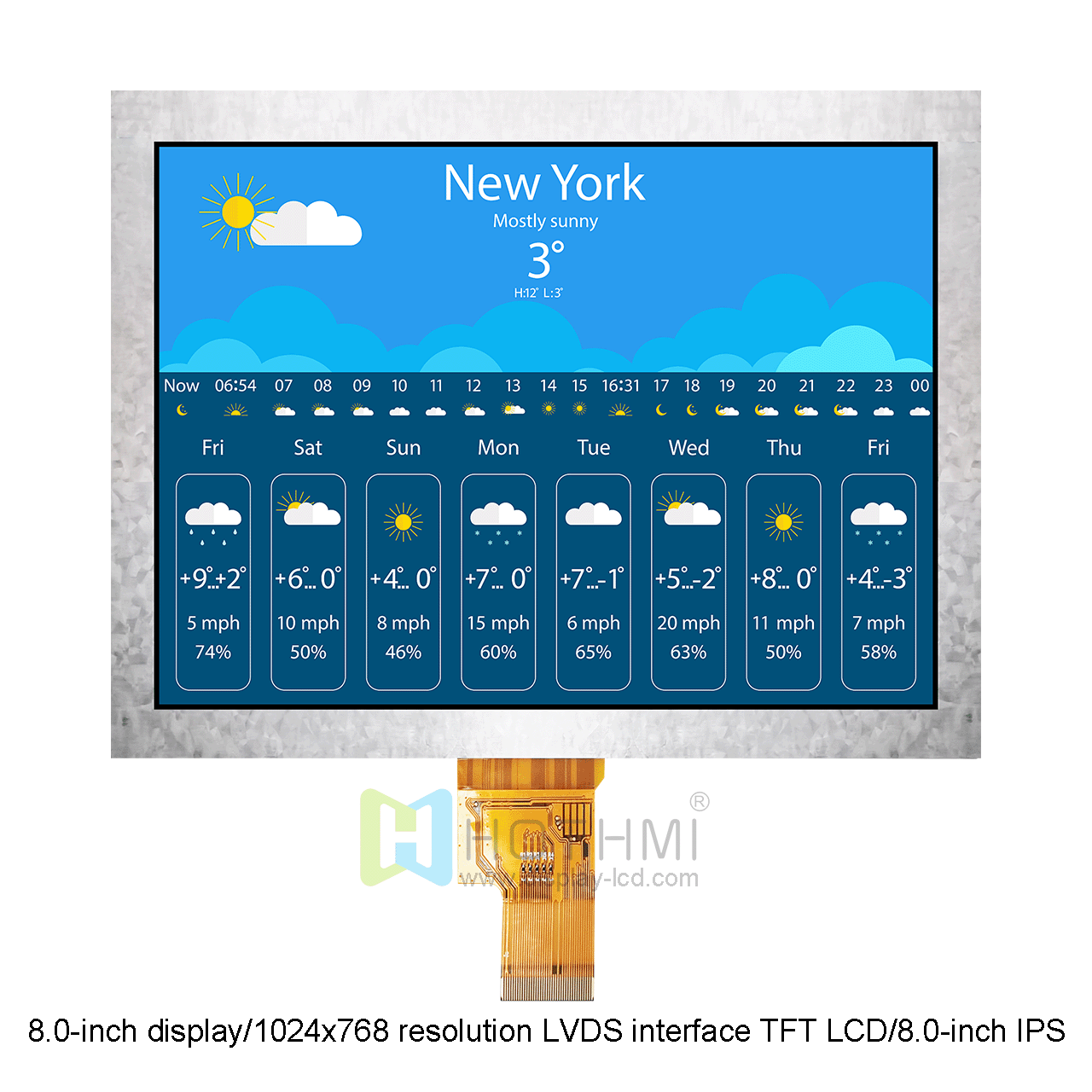 8 Inch TFT LCD Display | 1024x768 Resolution LVDS Interface 