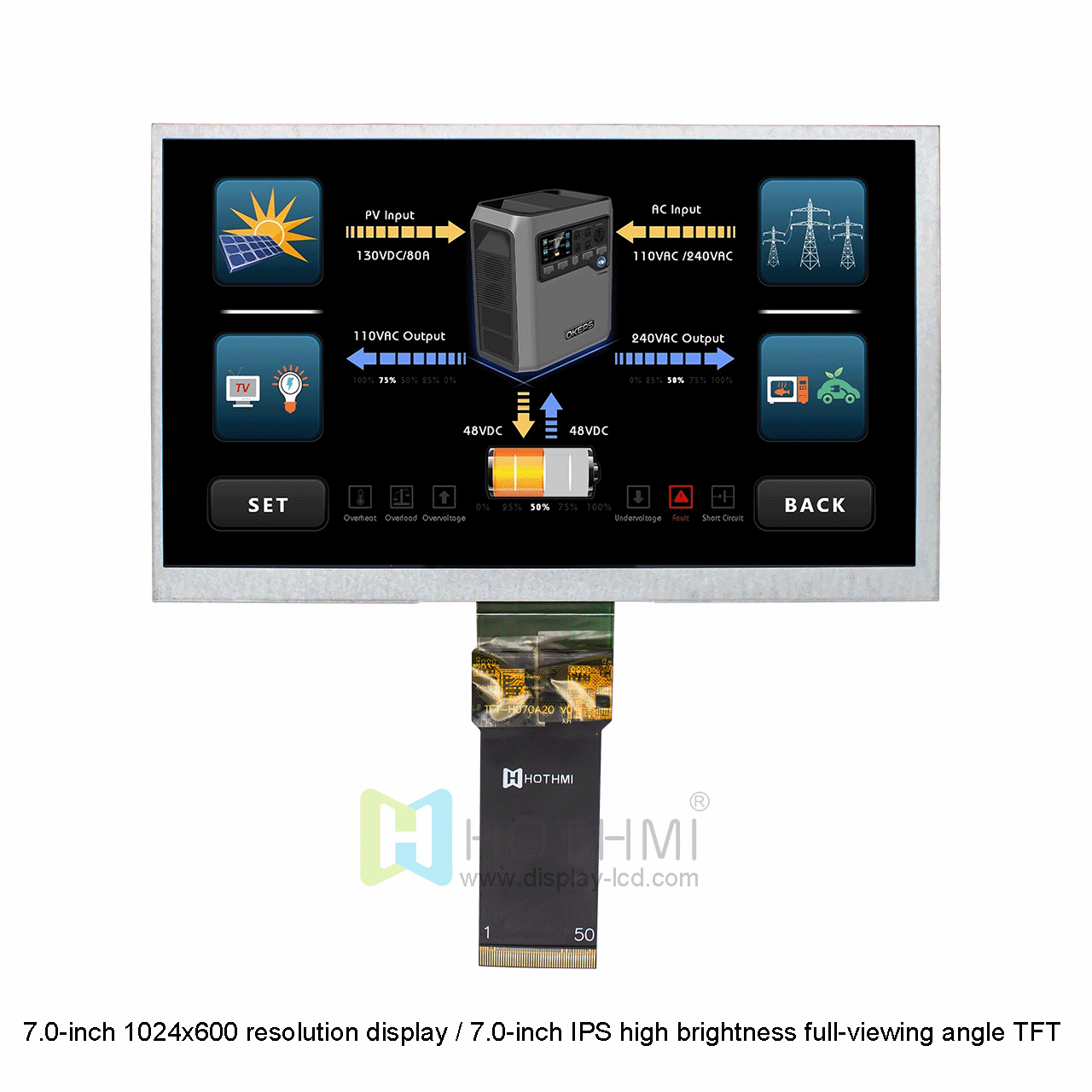 7.0 Inch IPS TFT LCD Display Sunlight Readable