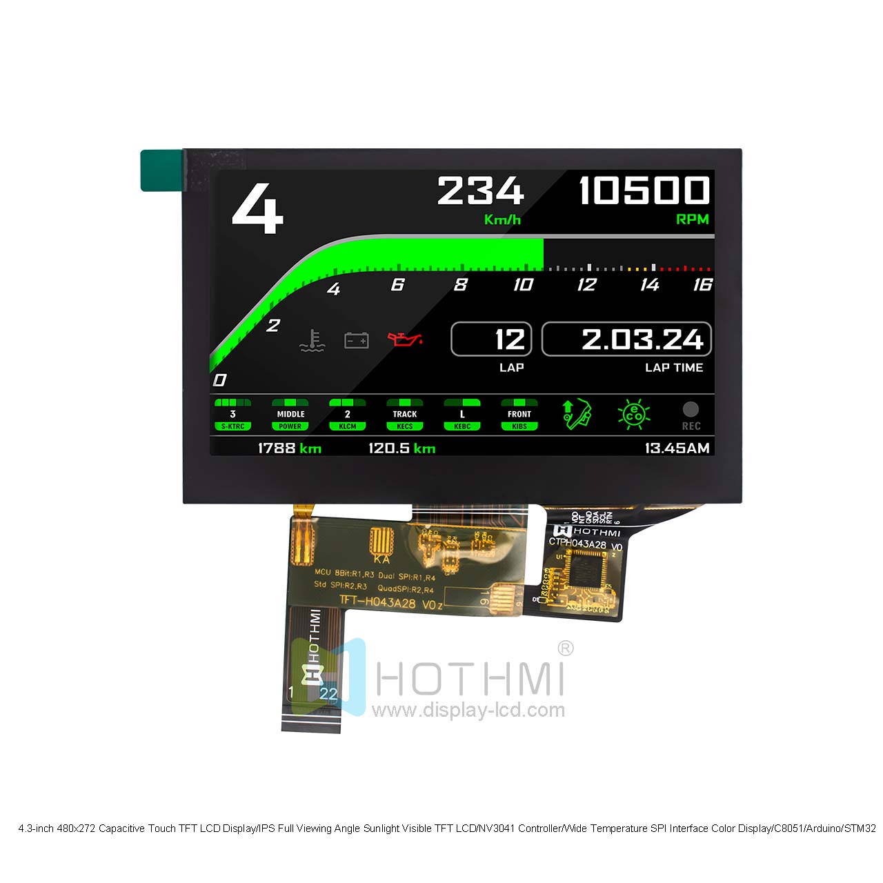 4.3 Inch TFT LCD Display Module | Capacitive Touch Panel | Optical Bonding