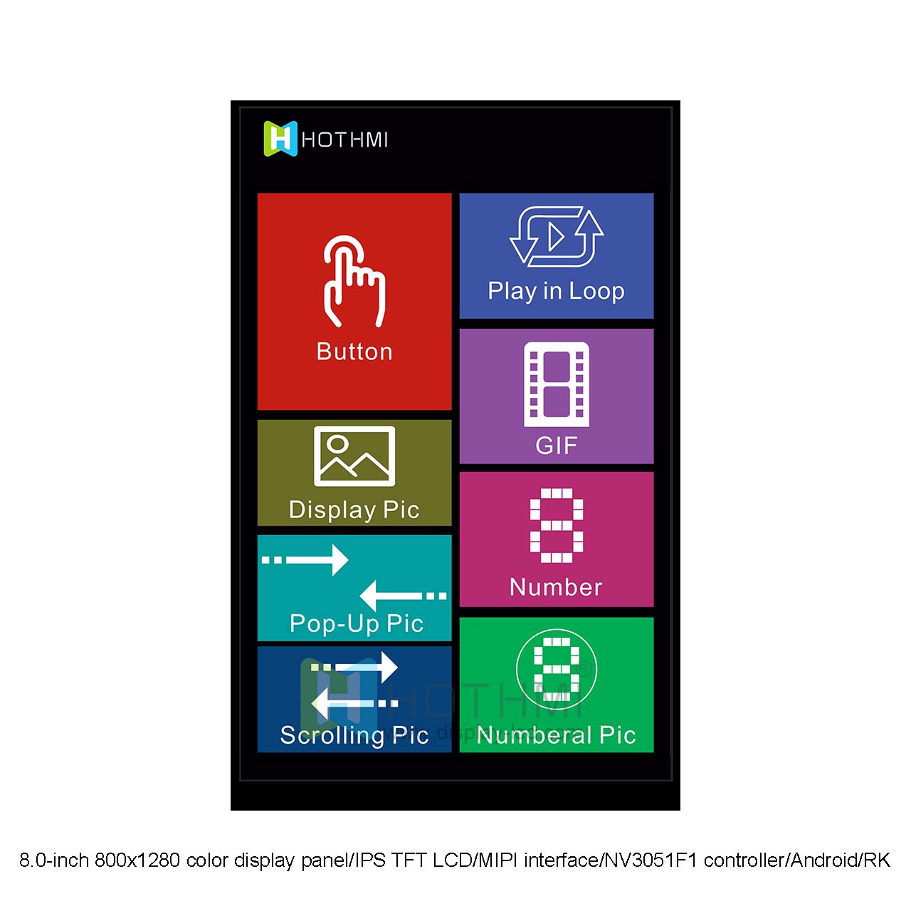 8 Inch IPS TFT LCD Display | MIPI DSI Interface NV3051F1 Controller