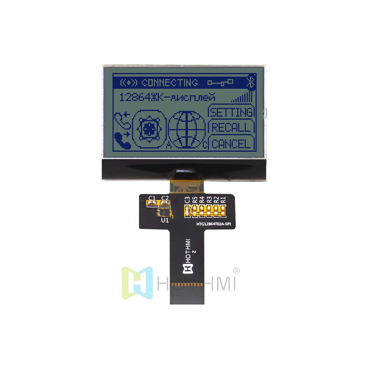 COG graphic lattice 2.2" 128x64 | STN+ | Blue on Gray | SPI | ST7567 | Arduino