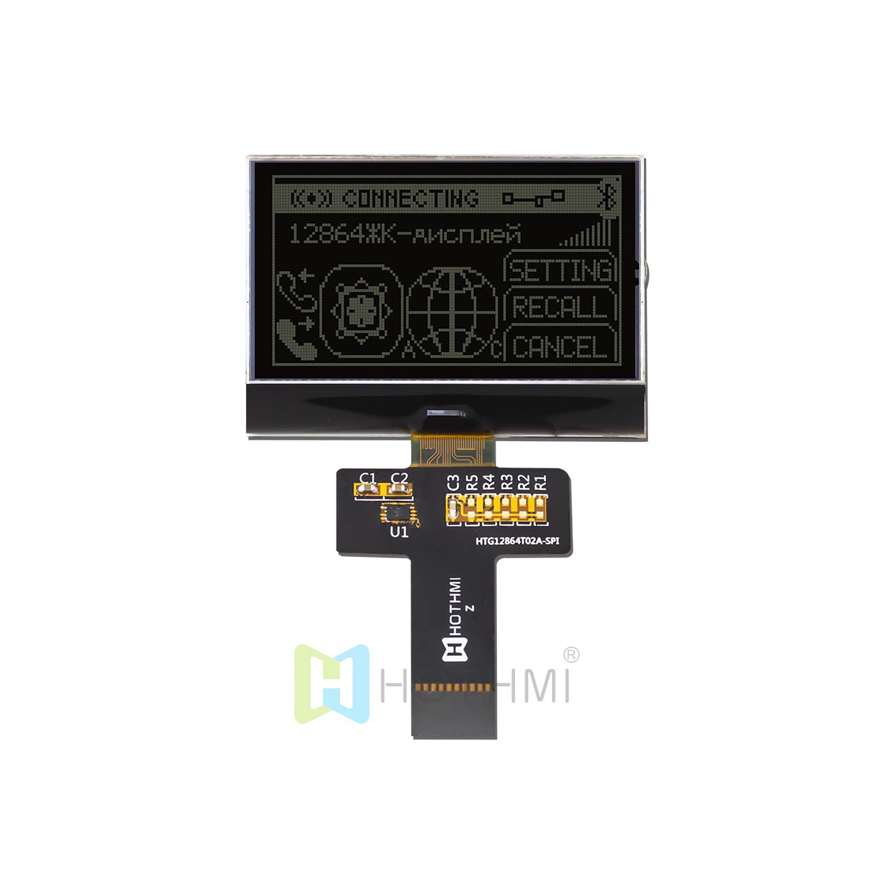 Graphic COG 2.2" 128x64 | DFSTN- | White on Black | SPI | ST7567 | Arduino