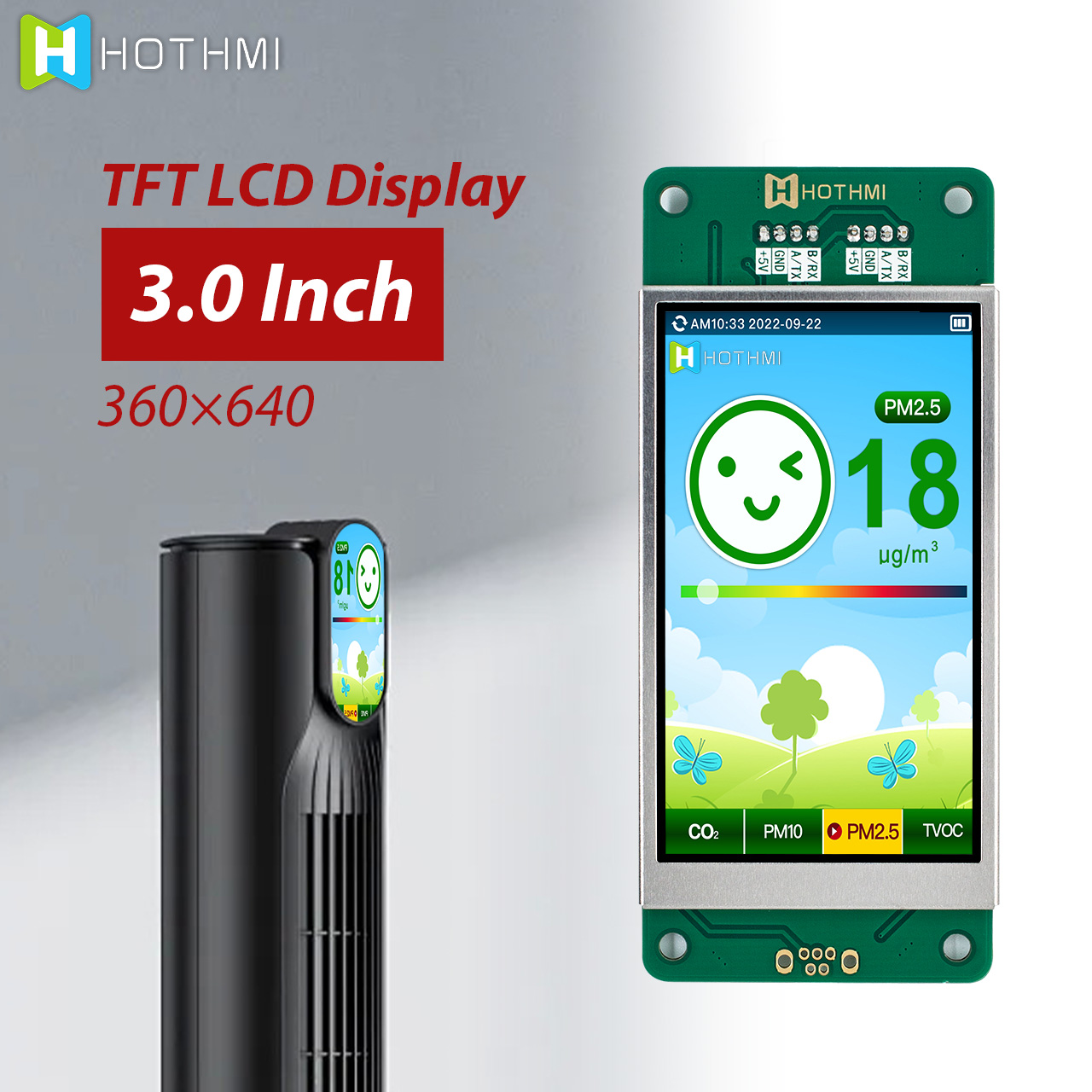 3.0 inch TFT Panel | 360x640 EzUI TFT Screen | RS485 TFT Module