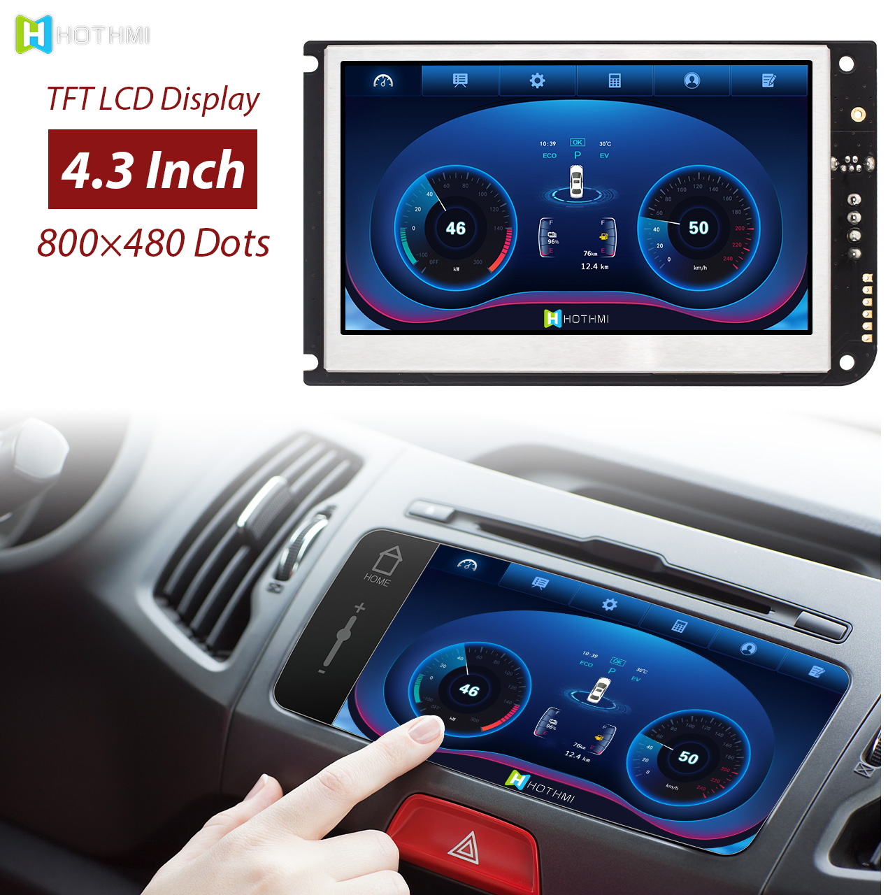 4.3-Inch 800x480 TFT LCD Module With RTP