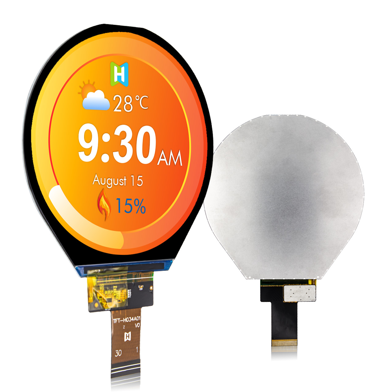 3.4 Inch Round TFT LCD Display With MIPI DSI Interface
