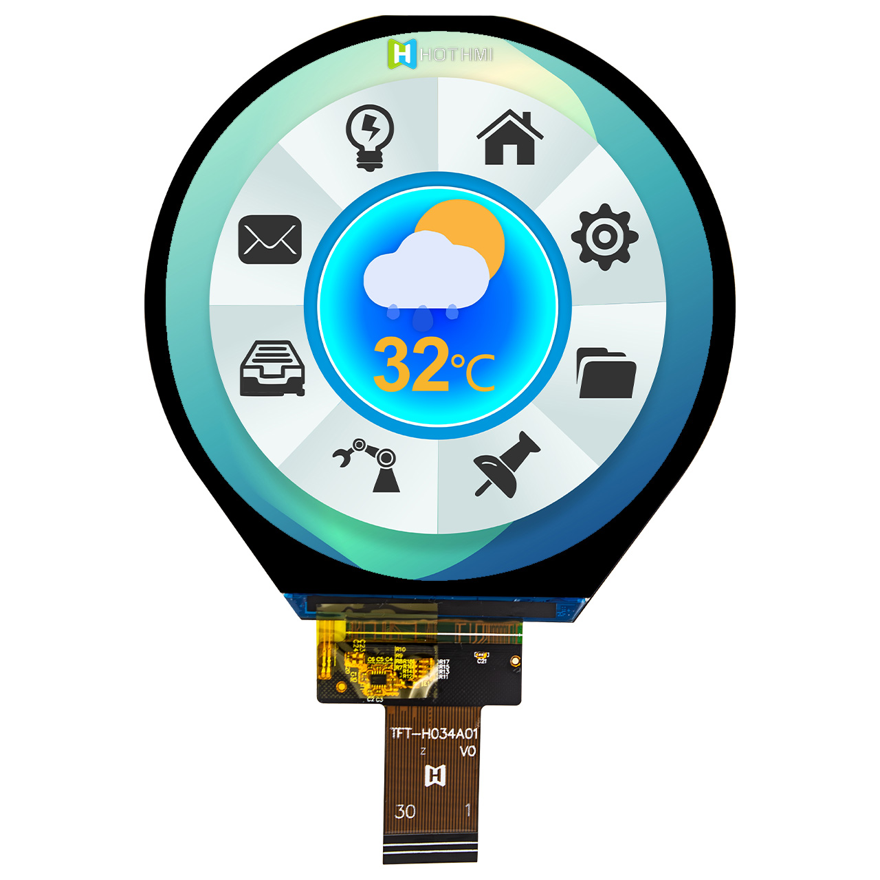 3.4 Inch Round TFT LCD Display With MIPI DSI Interface