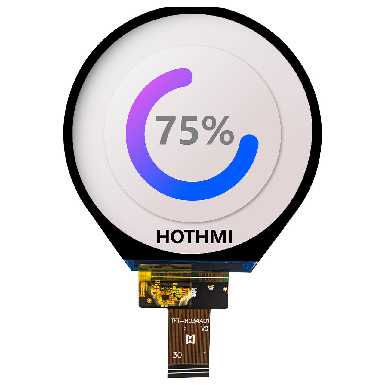 3.4 Inch Round TFT LCD Display With MIPI DSI Interface