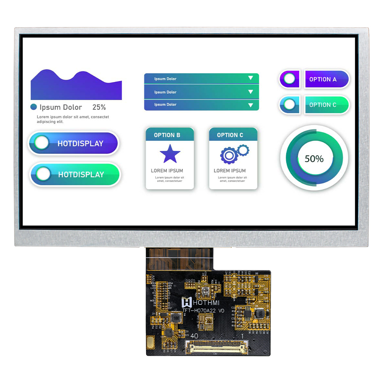 7" TFT LCD Display | 1024x600 IPS High-brightness