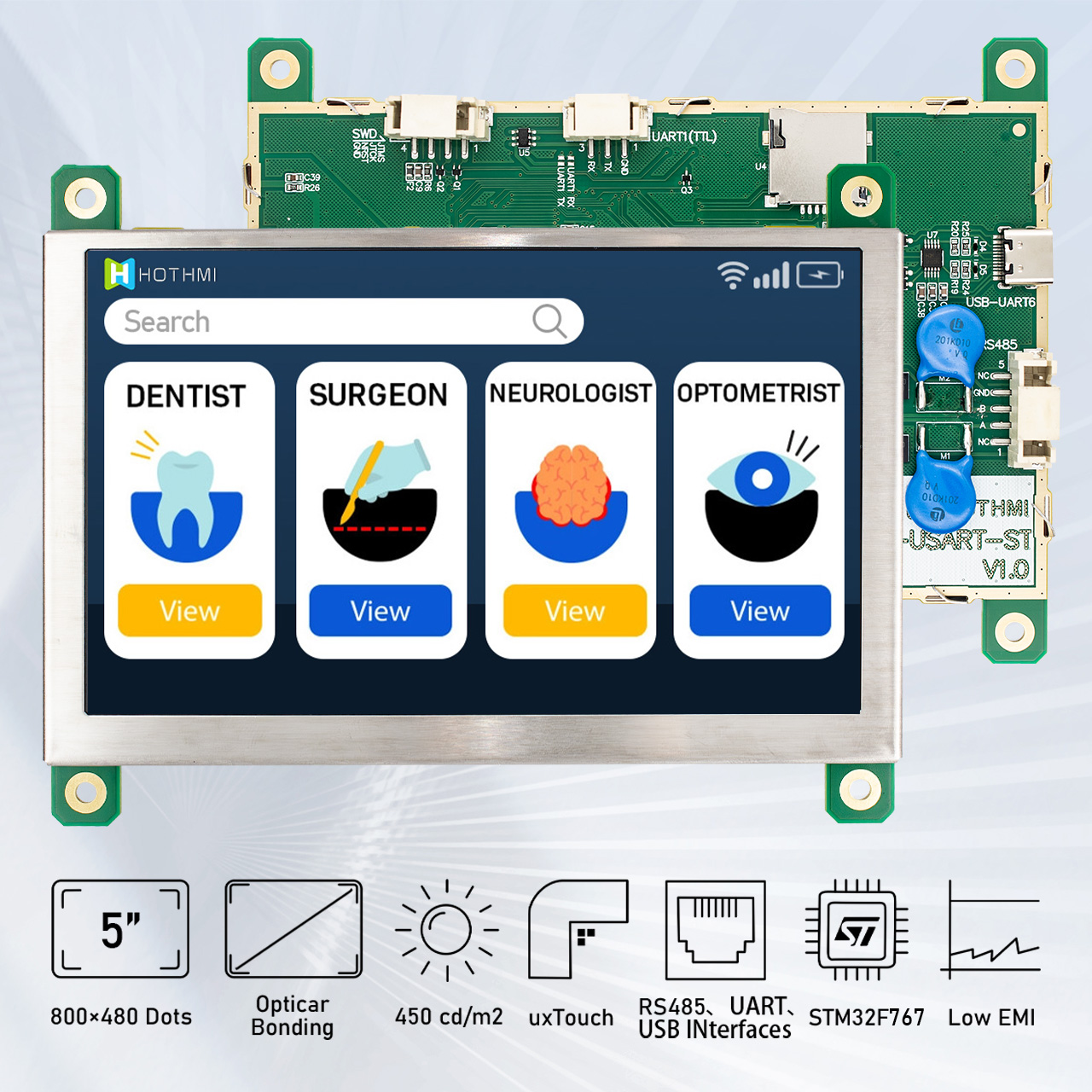 5 Inch TFT LCD Display Module with STM32 Controller | 800x480 Resolution Capacitive Touch Screen