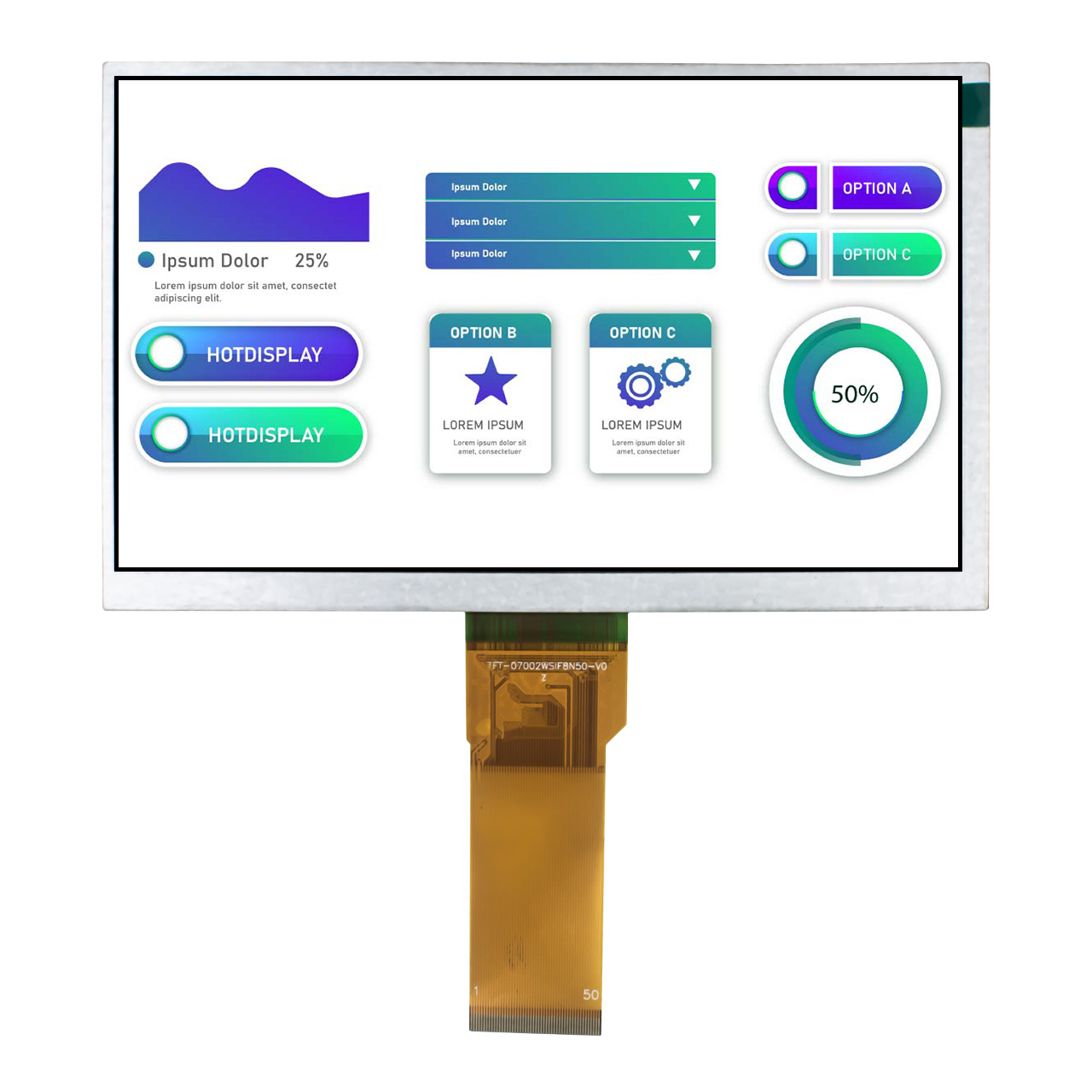 7 Inch TFT LCD with RGB Interface Sunlight Readable