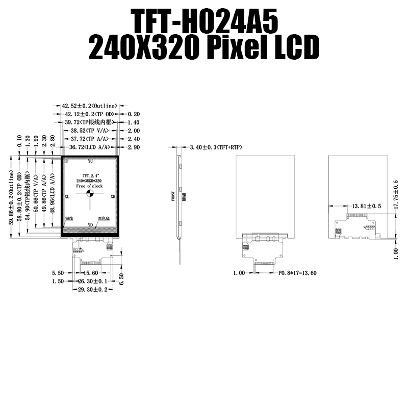 2.4-inch TFT Resistive TFT LCD With SPI Interface High Brightness