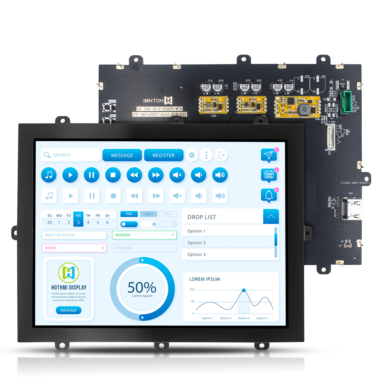 8 Inch TFT LCD Display Module for Raspberry Pi with Touch Screen