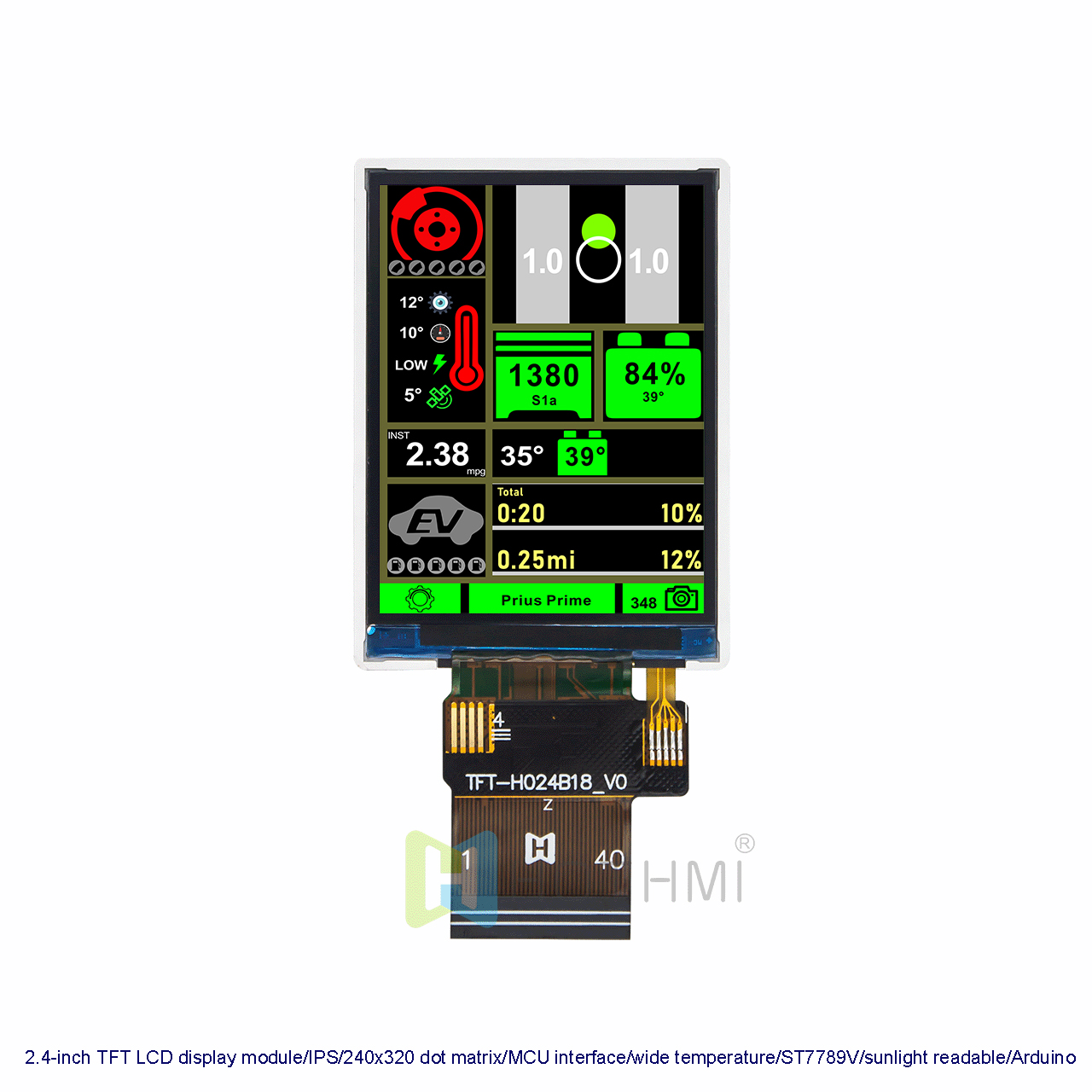 2.4-inch Sunlight Readable TFT LCD Display Module | 240x320 Resolution With ST7789V Controller