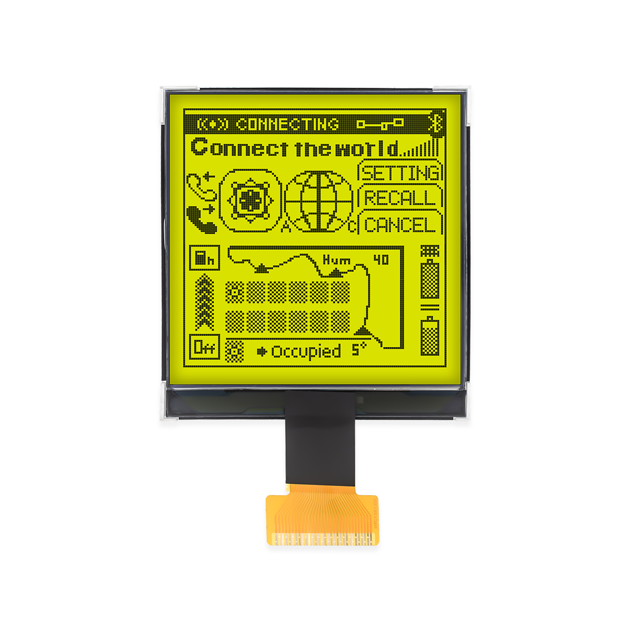 3.3-inch yellow-green 128x128 COG graphic LCD | STN+ dot matrix LCD | Arduino