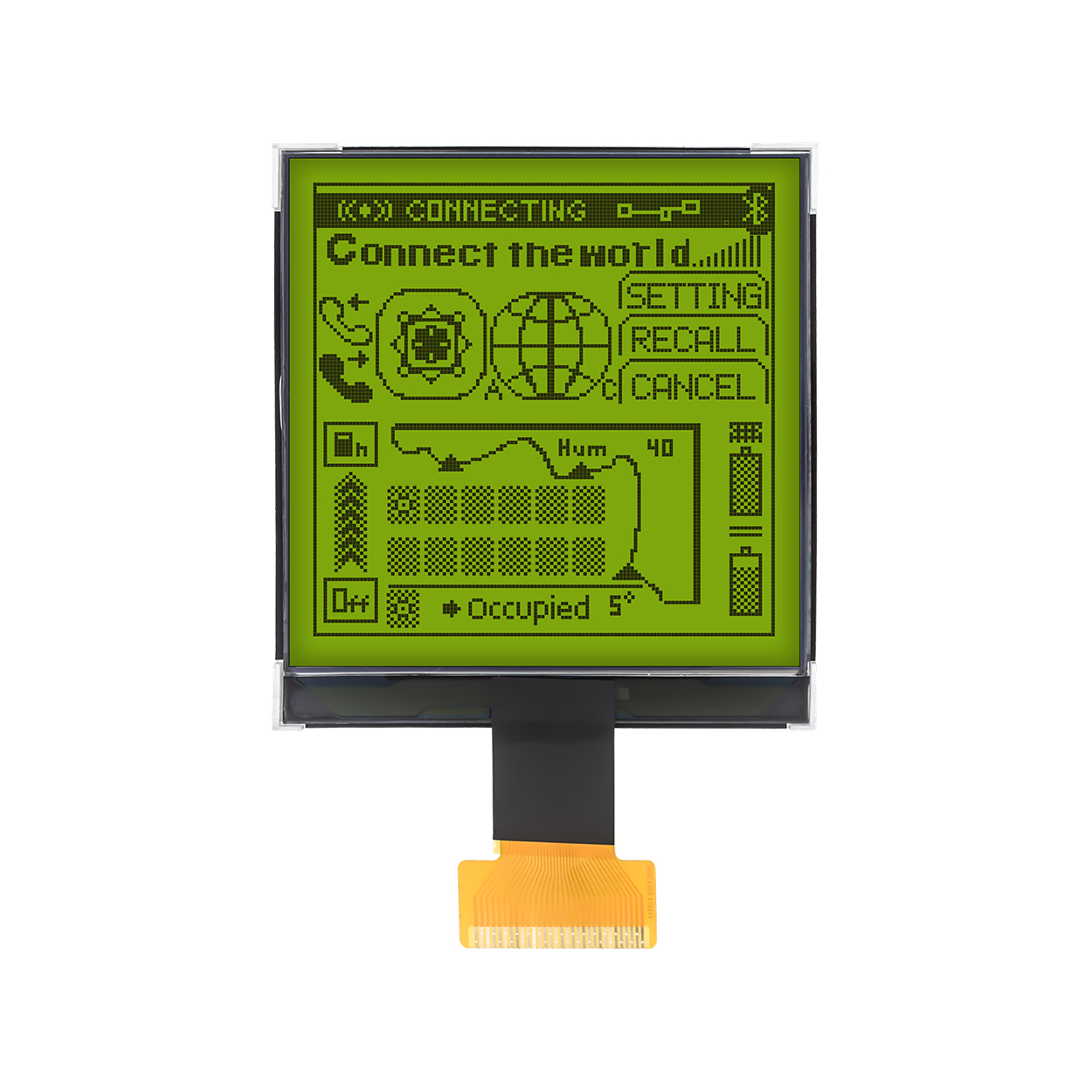 3.3-inch 128x128 square COG LCD display | STN+yellow green COG | Arduino