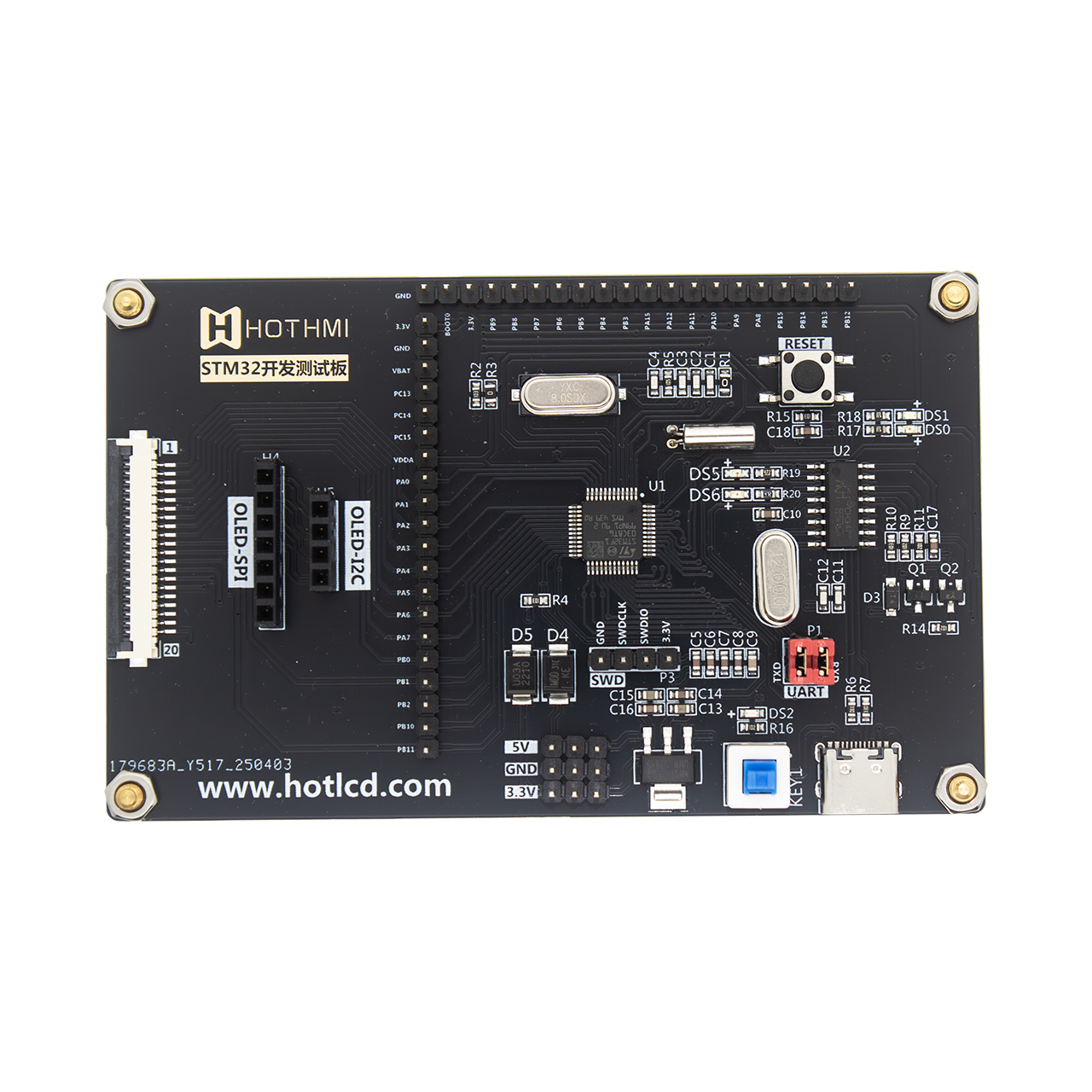 Monochrome COG/Graphic COB/Character COB/OLED module/E-paper module/Segment screen STM32 test board
