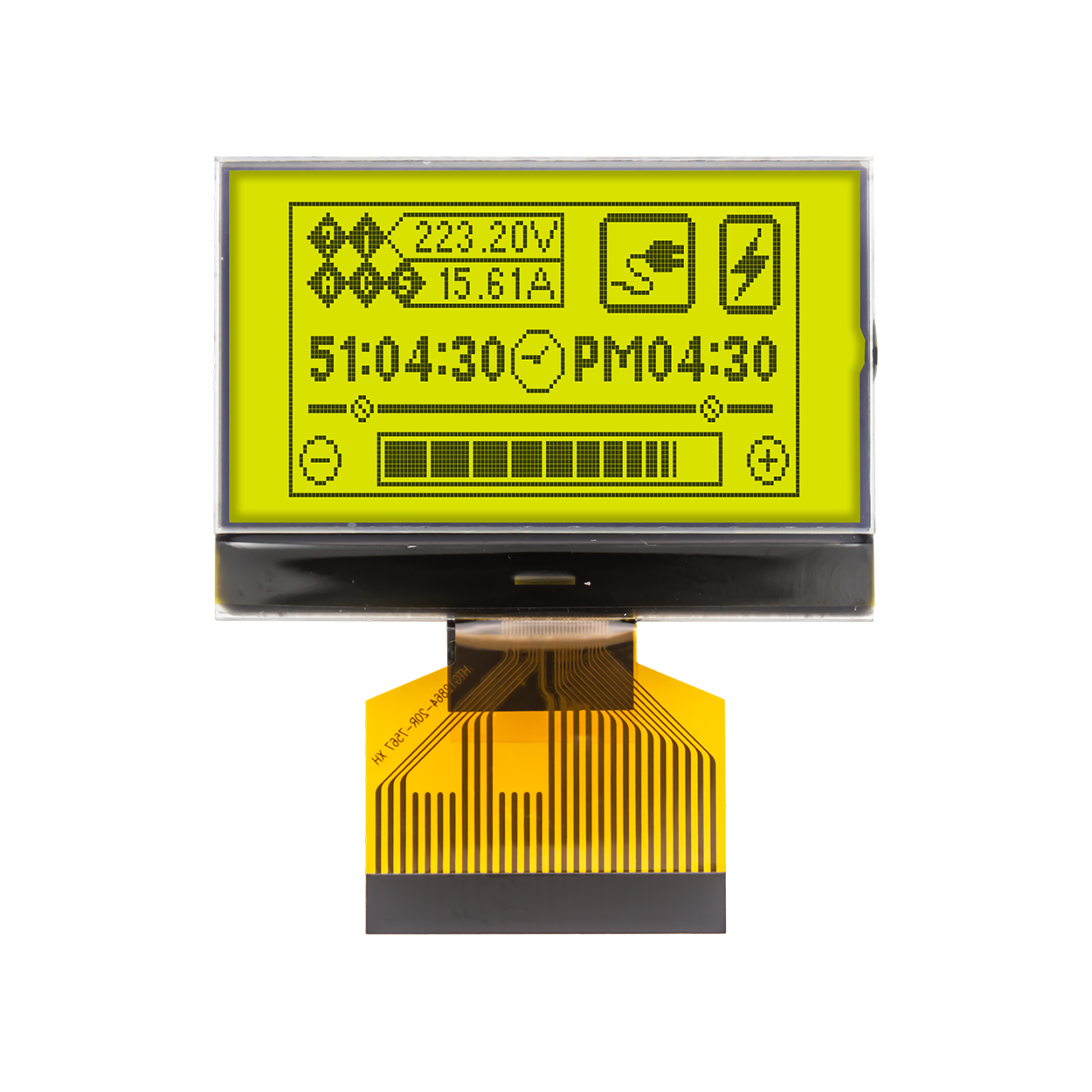 128x64 Graphic LCD Display with Yellow Green Backlight and ST7567 Controller