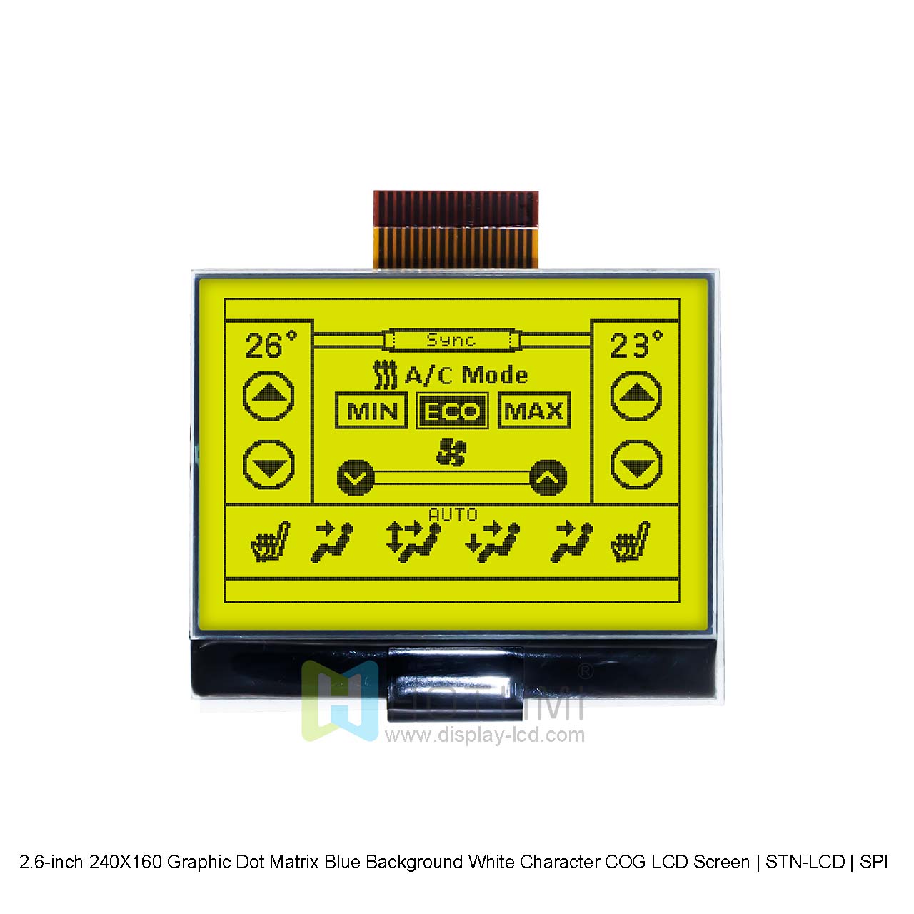2.6" 240X160 Graphic COG | LCD | Yellow-Green Backlight | STN+Gray | MCU | UC1698 | Arduino